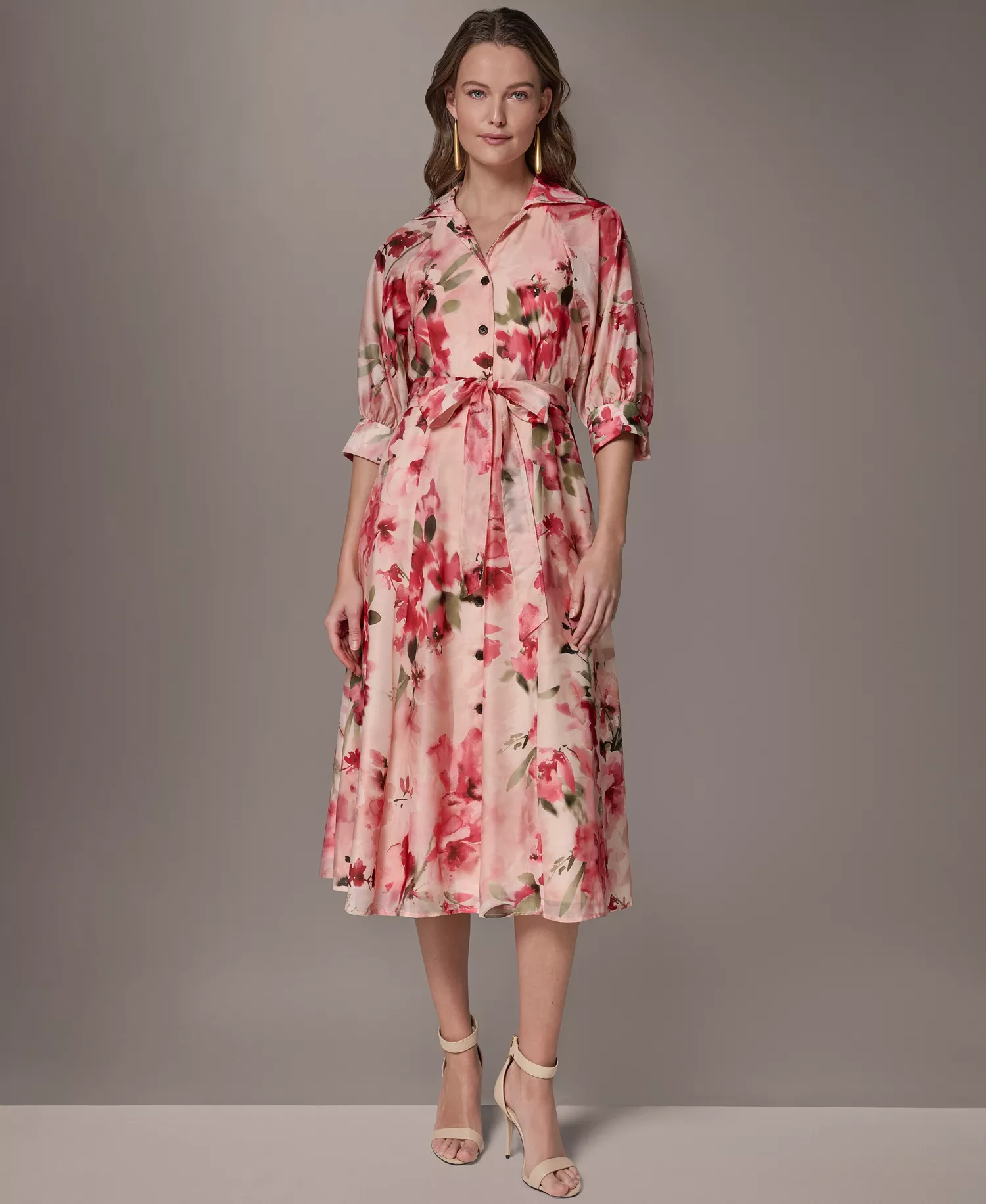 Petite Organza Shirt Dress - Geranium Multi - 0P