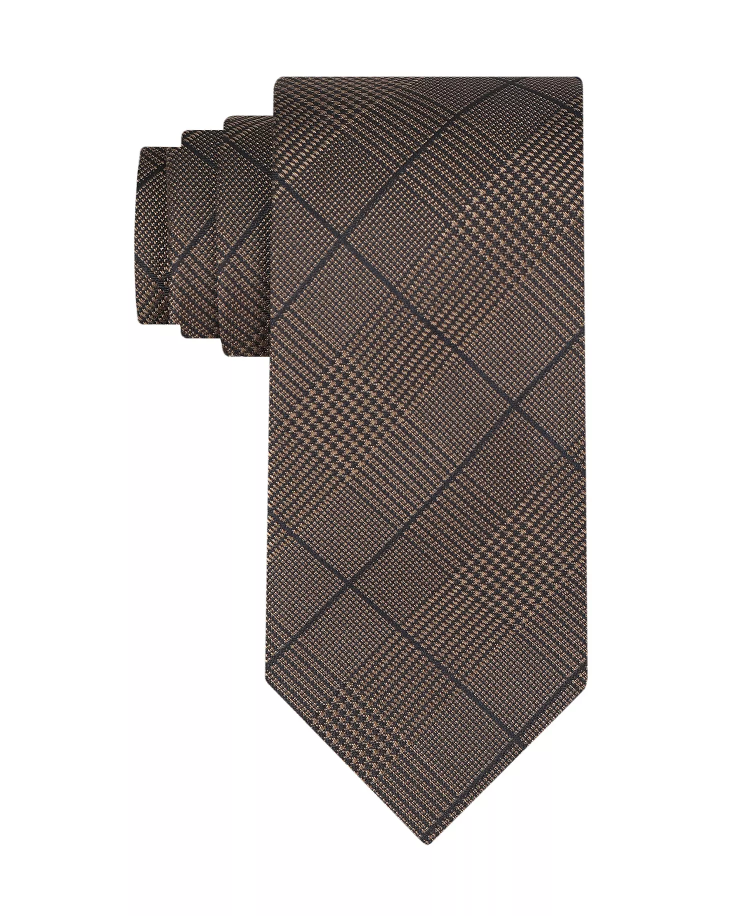 Men's Harvey Glen Plaid Striped Tie - Brown - ONE SIZE