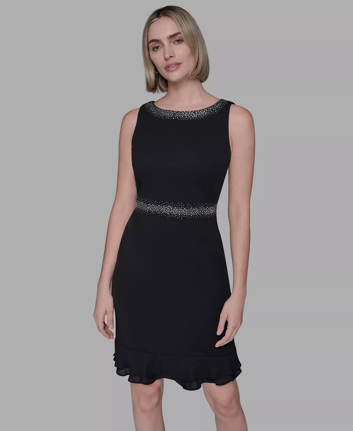 Women's Ruffled-Hem A-Line Dress - Black - 10