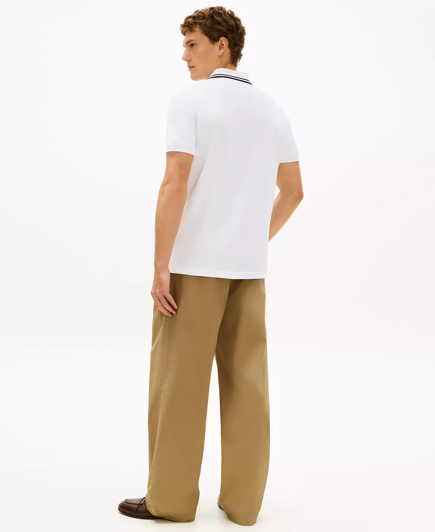 Men's Pique Badge Regular Short-Sleeve Polo Shirt - White - L