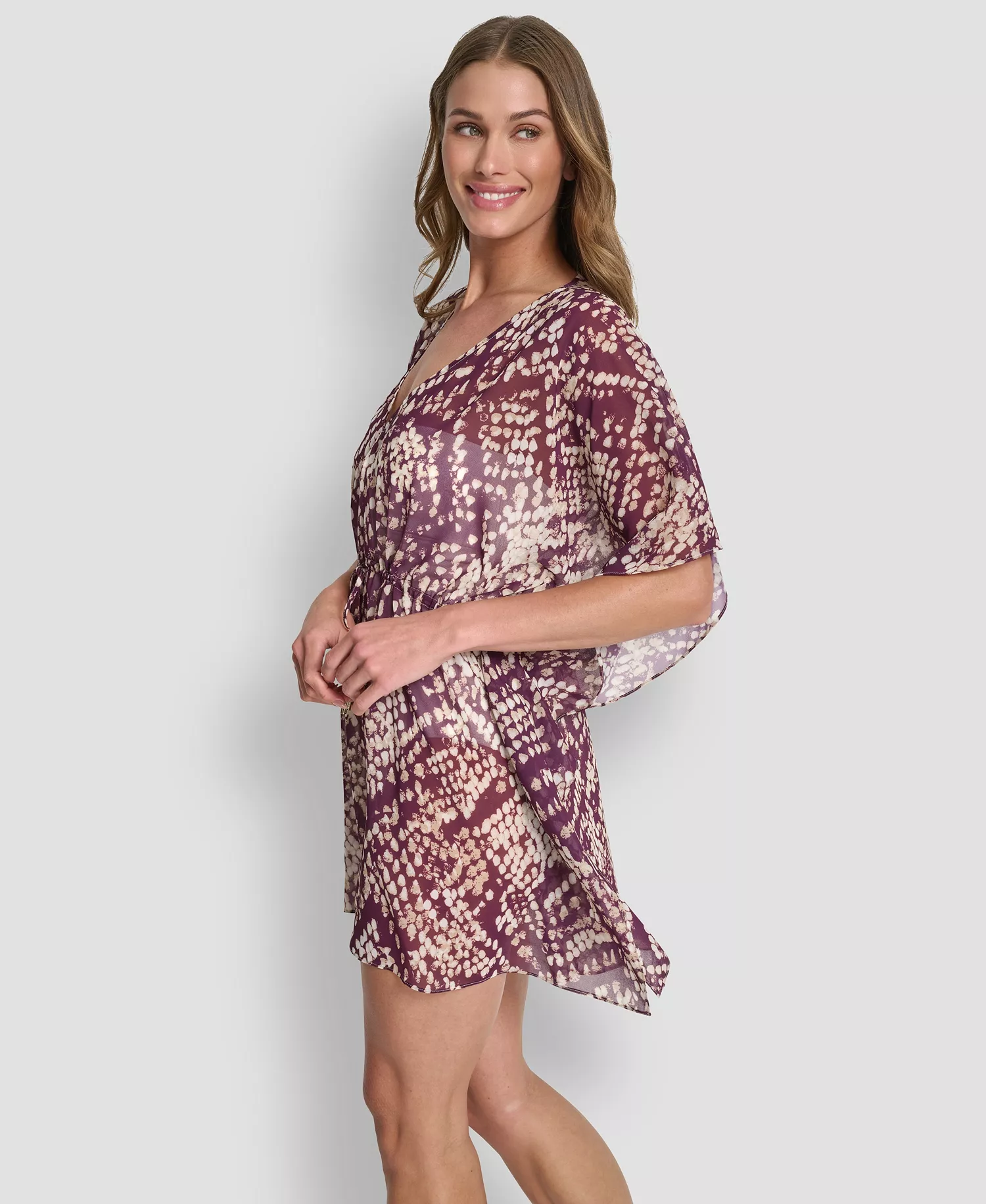 Women's Tie Front Cover-Up Kaftan - Python Port Multi - L