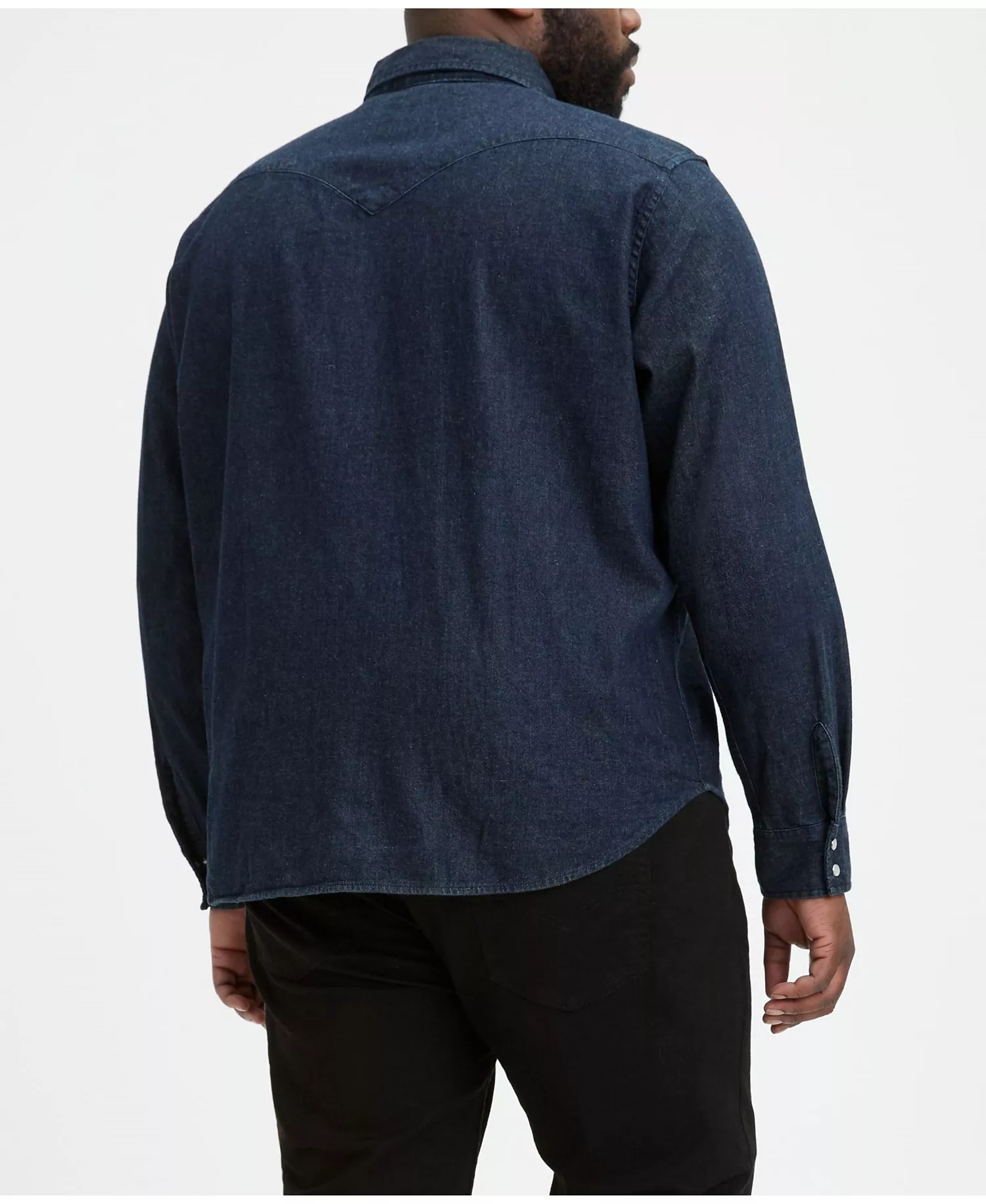 Men's Big & Tall Classic Western Long Sleeve Denim Shirt - Red Cast Rinse Takedown - 3XL