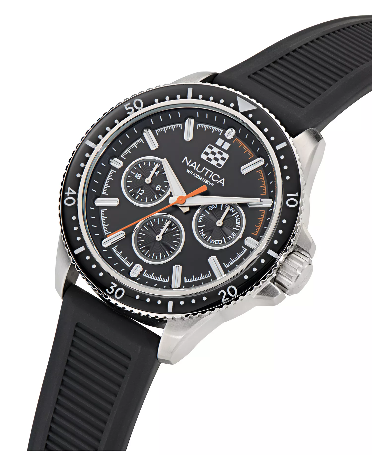 Men's Analog Black Silicone Watch, 46mm - Black - No Size