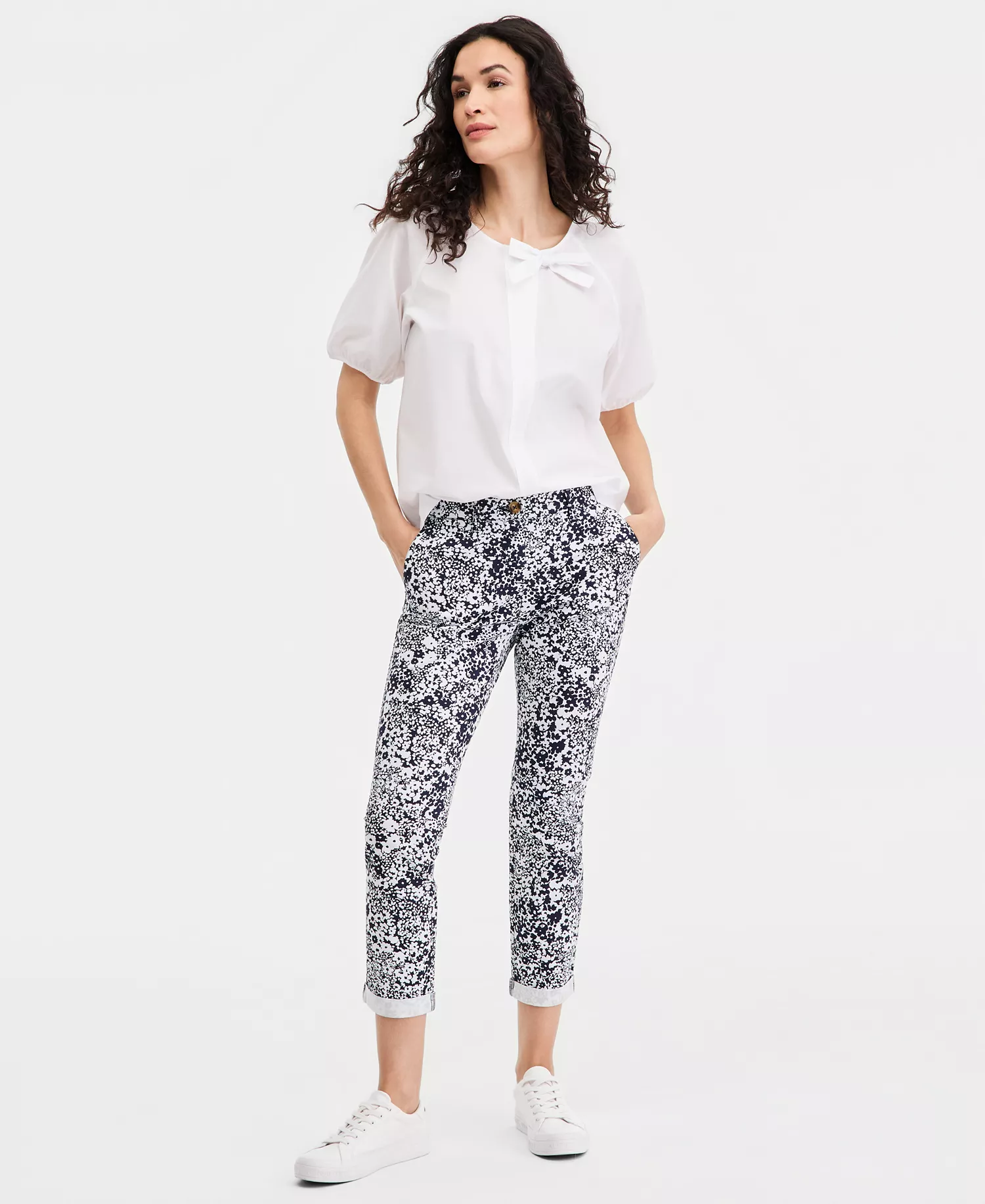 Jeans Women's Shadow Floral Montauk Ankle Pants - Night Sky/ Bright White - 10
