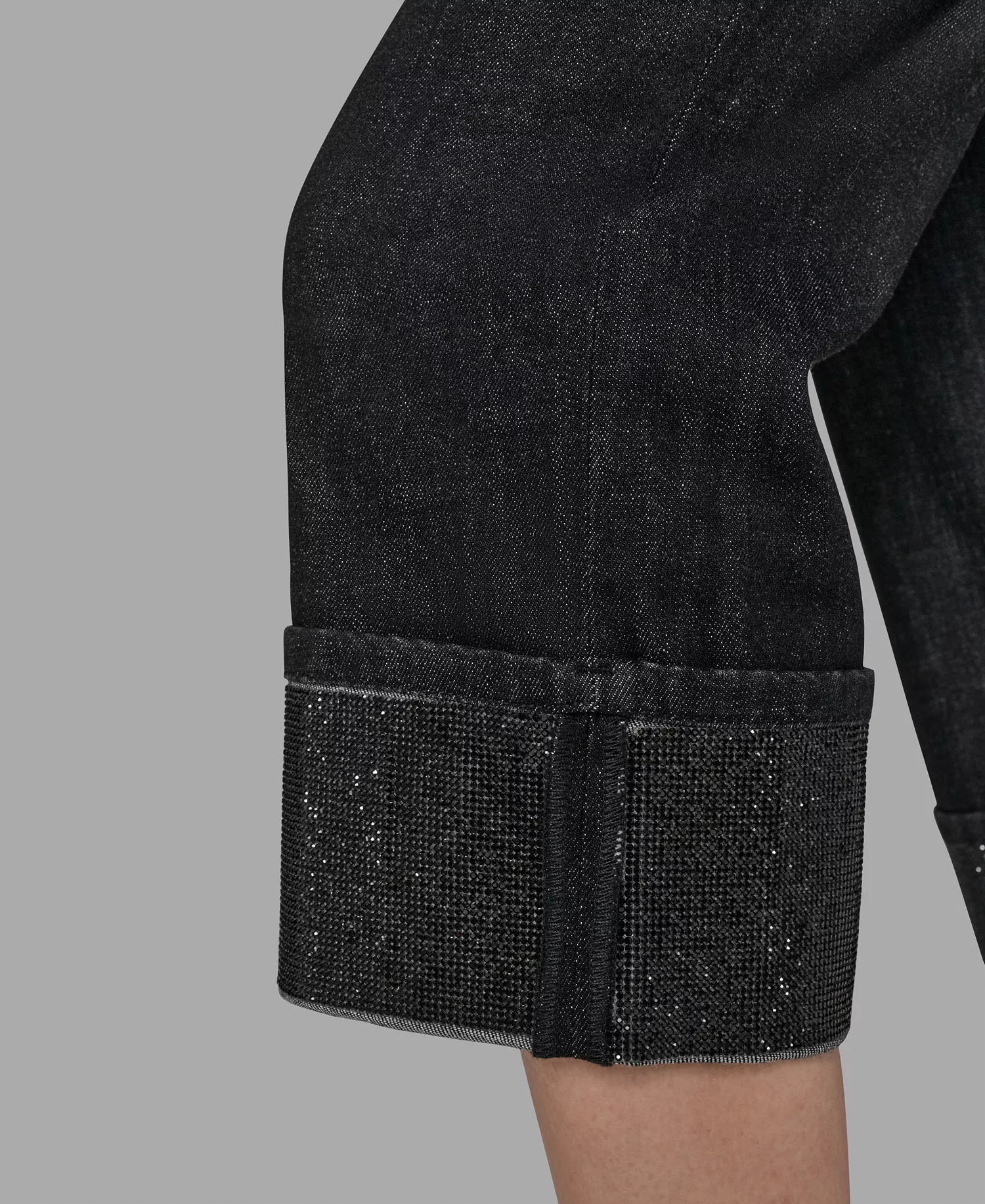 Women's Crystal Cuff Jeans - Black - 0