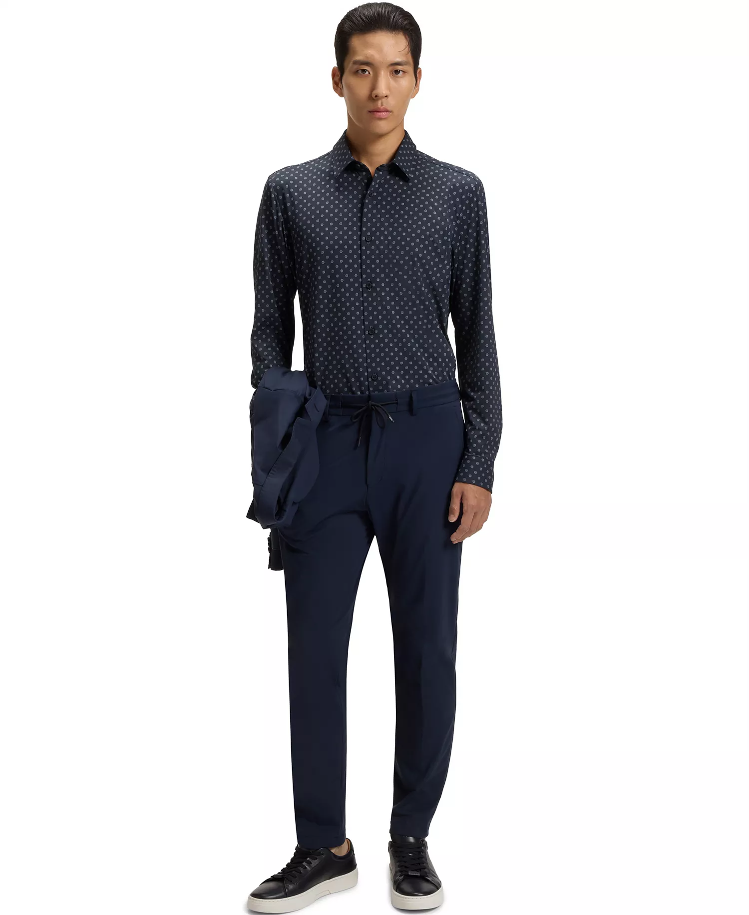 Men's Performance Slim-Fit Dress Shirt - Dark Blue - M