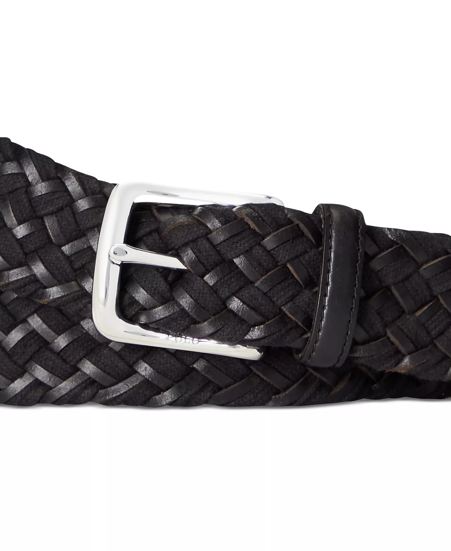 Men's Braided Leather & Cotton Belt - Polo Black/polo Black - 32