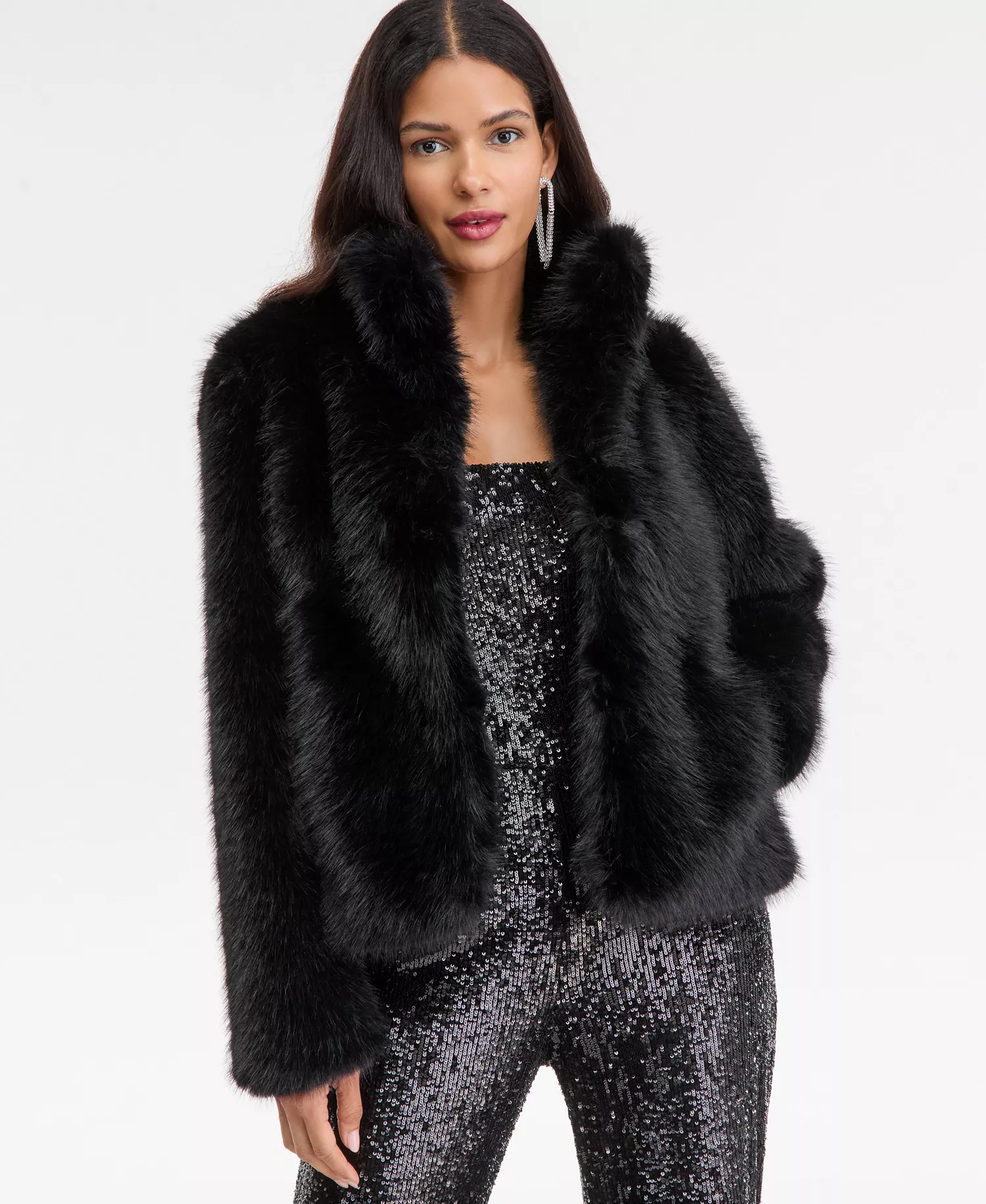 Women's Faux-Fur Jacket, Macy's Exclusive - Deep Black - M