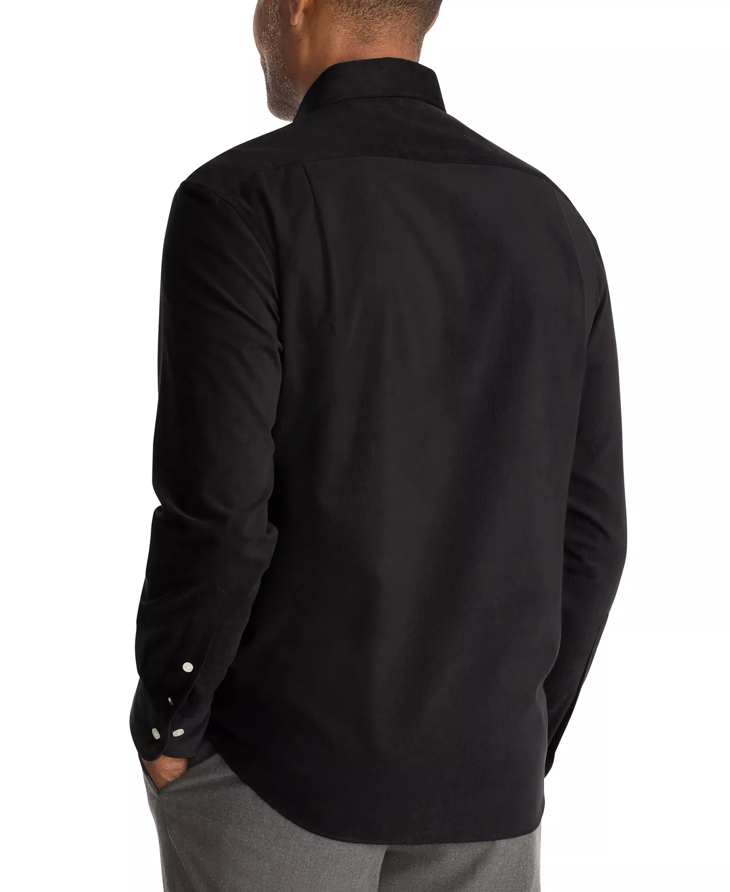 Men's Regular Fit Corduroy Dress Shirt - Black - 14.5 32/33