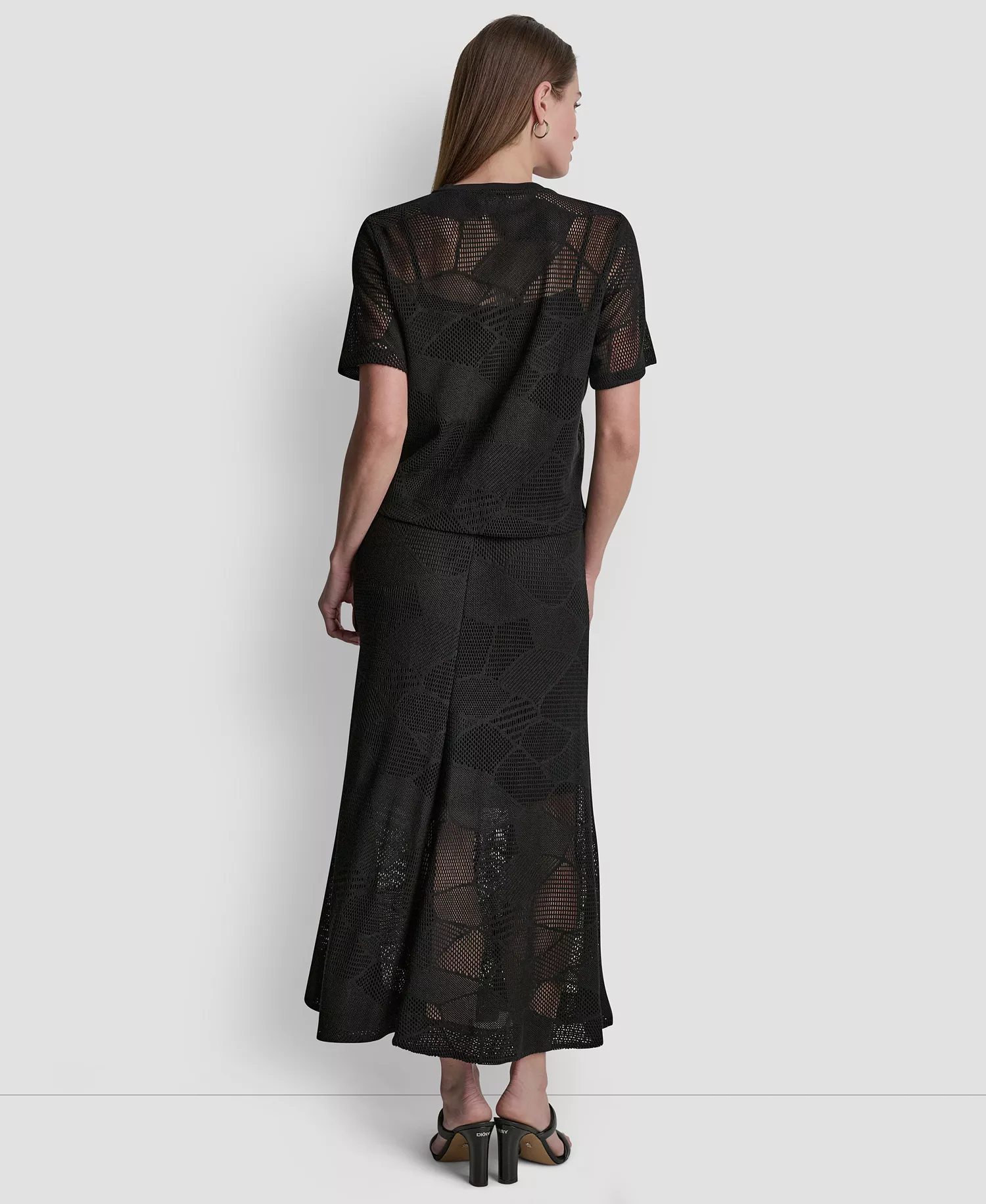 Women's Crewneck Short-Sleeve Croton Lace Top - Black - L