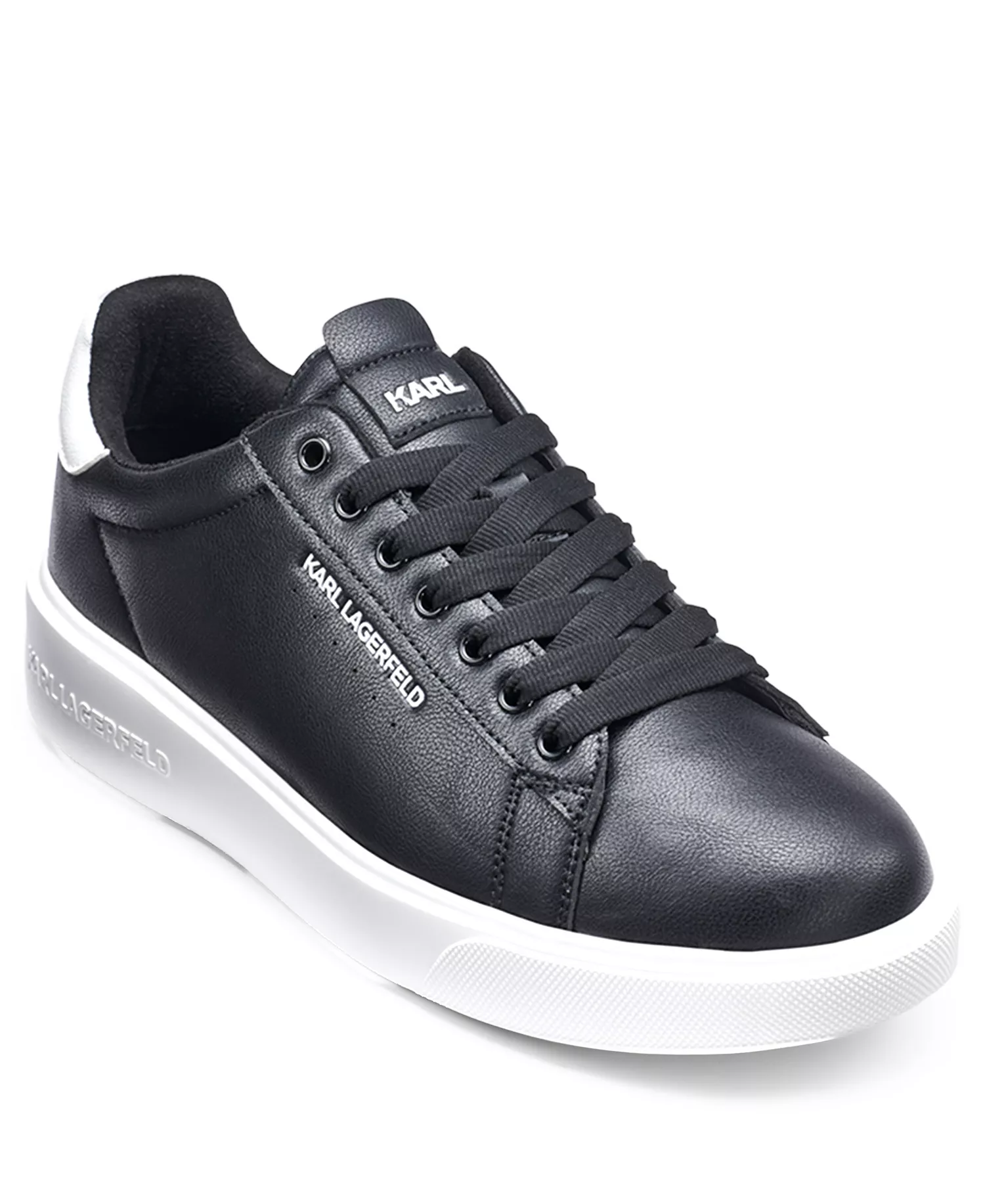 Men's Logo Plain-Toe Sneakers - Black - 10