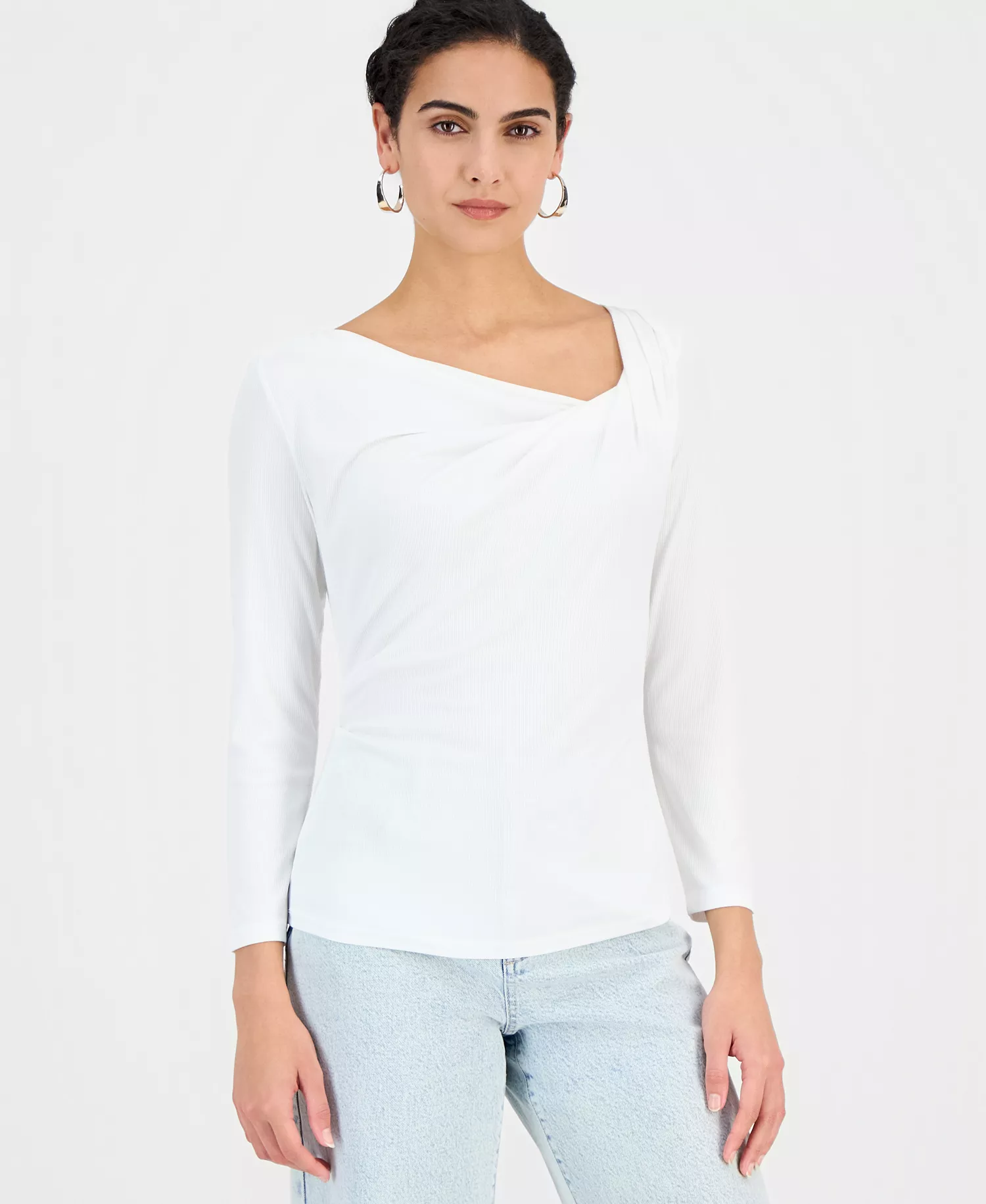 Women's Draped Cowl-Neck Top, Macy's Exclusive - Bright White - L