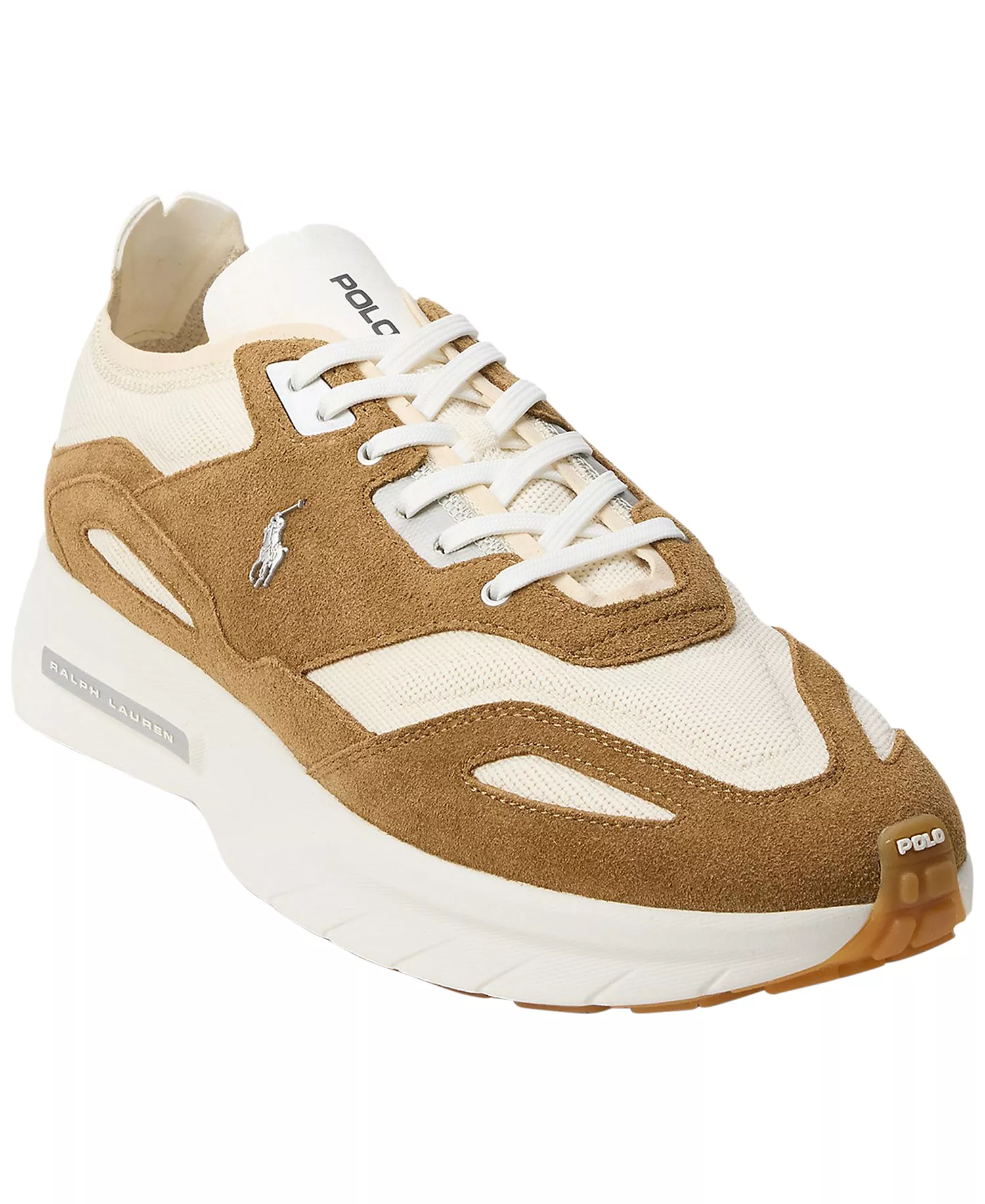 Men's Low-Top Lace-Up Sneakers - White/Beige - 10