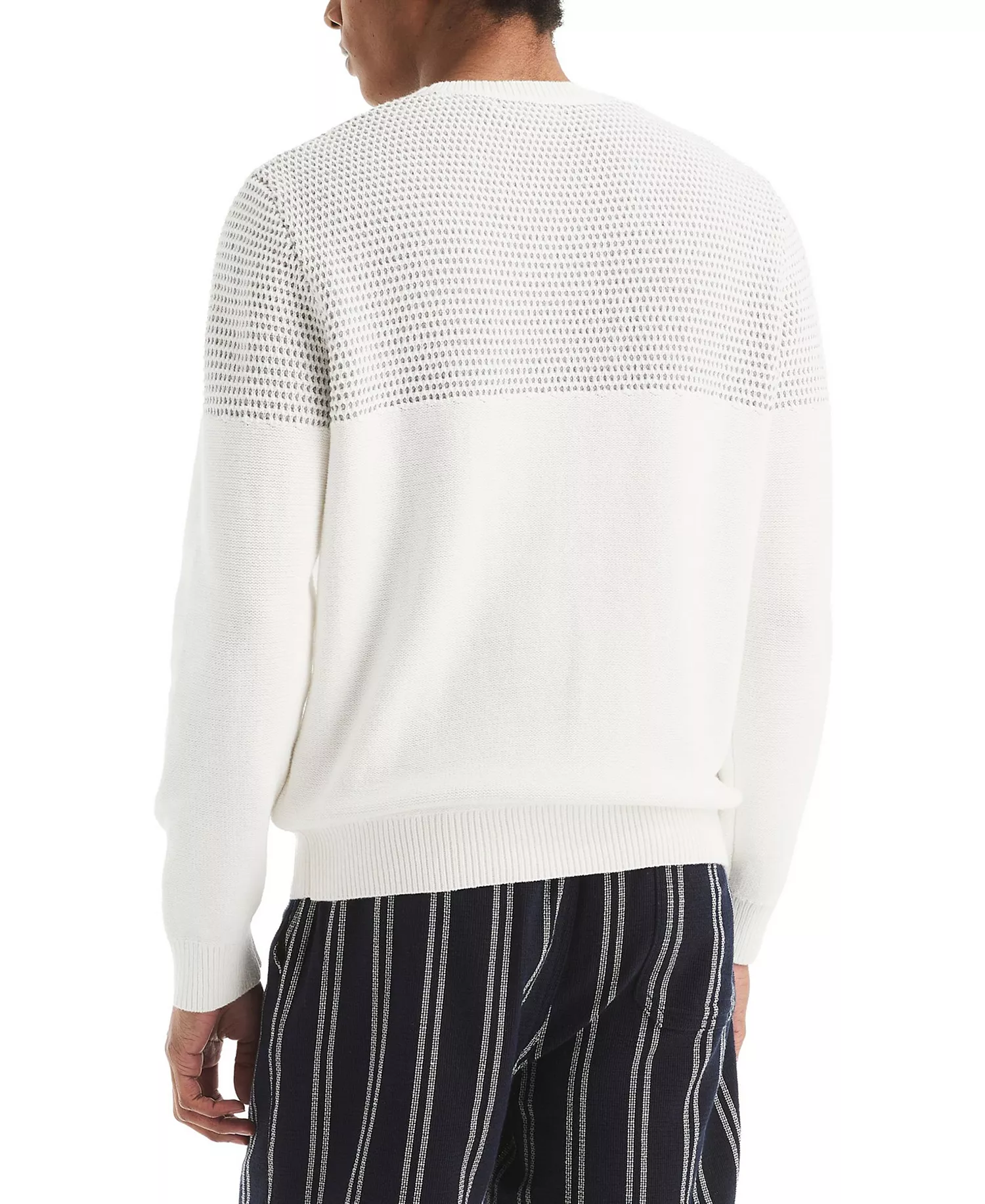 Men's Textured Colorblocked Crewneck Sweater - Sail White - 2XL