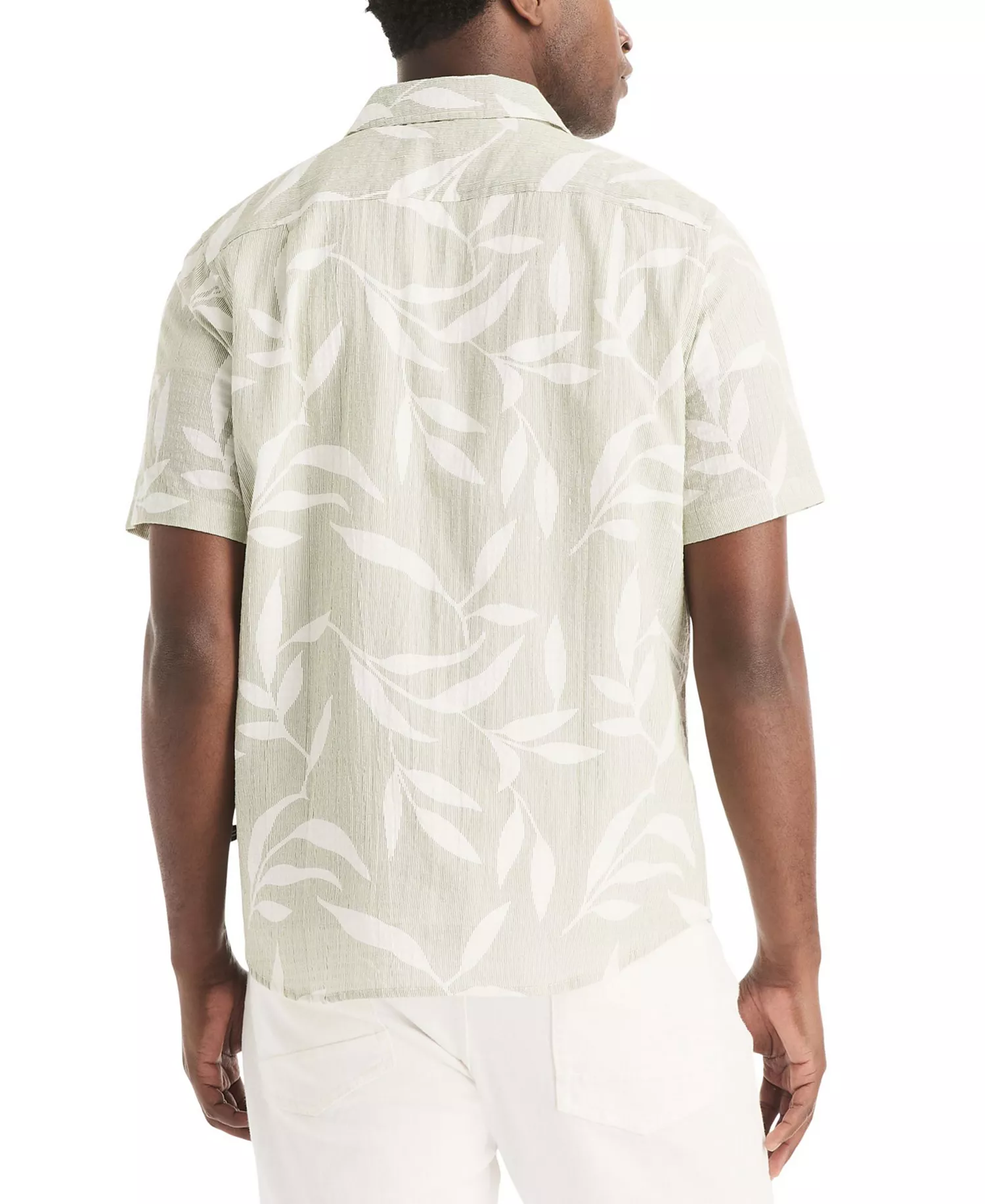 Men's Short-Sleeve Leaf Dobby Woven Shirt - Sail White - L