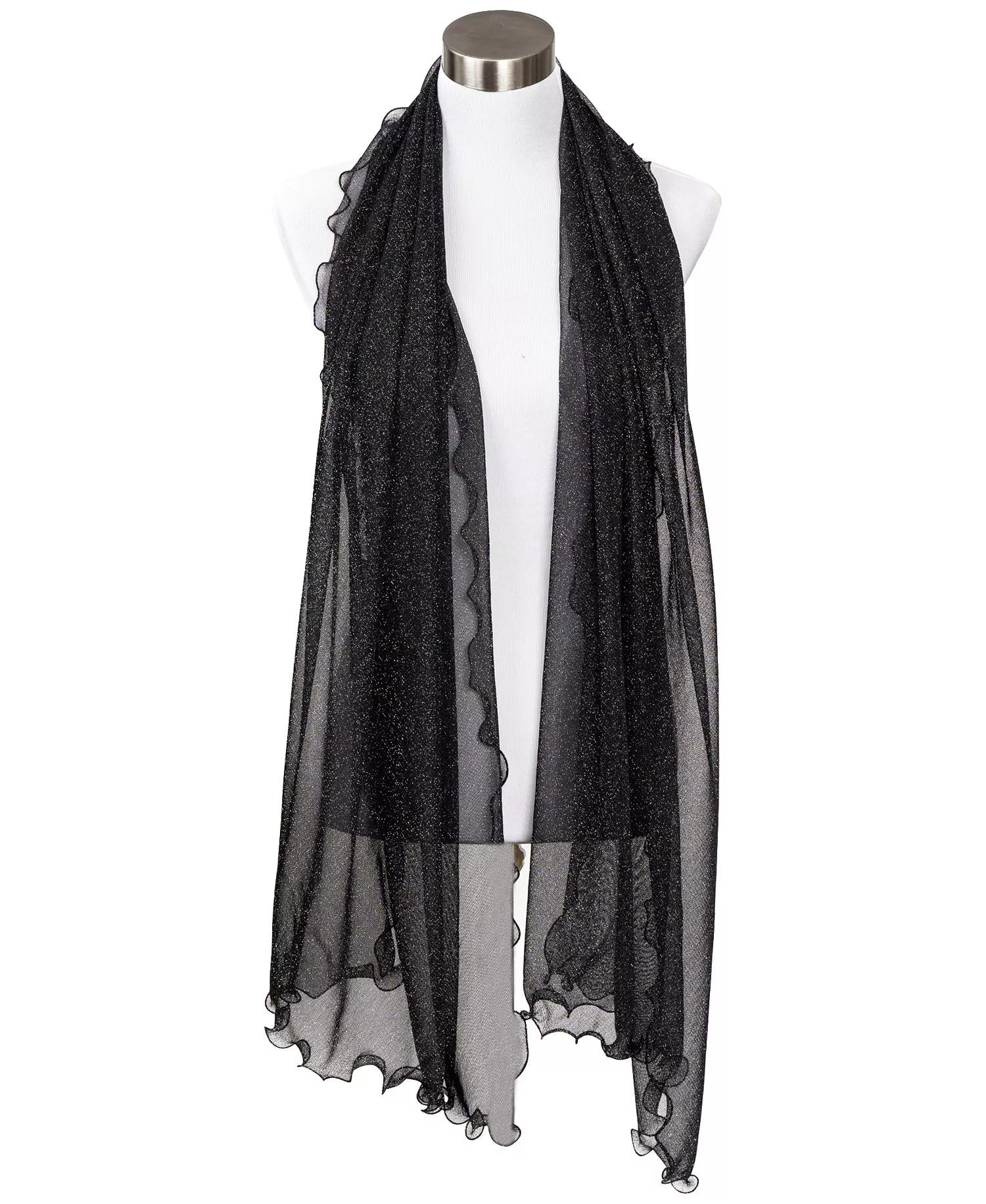 Ruffle-Edge Metallic Evening Wrap, Created for Macy's - Black - ONE SIZE
