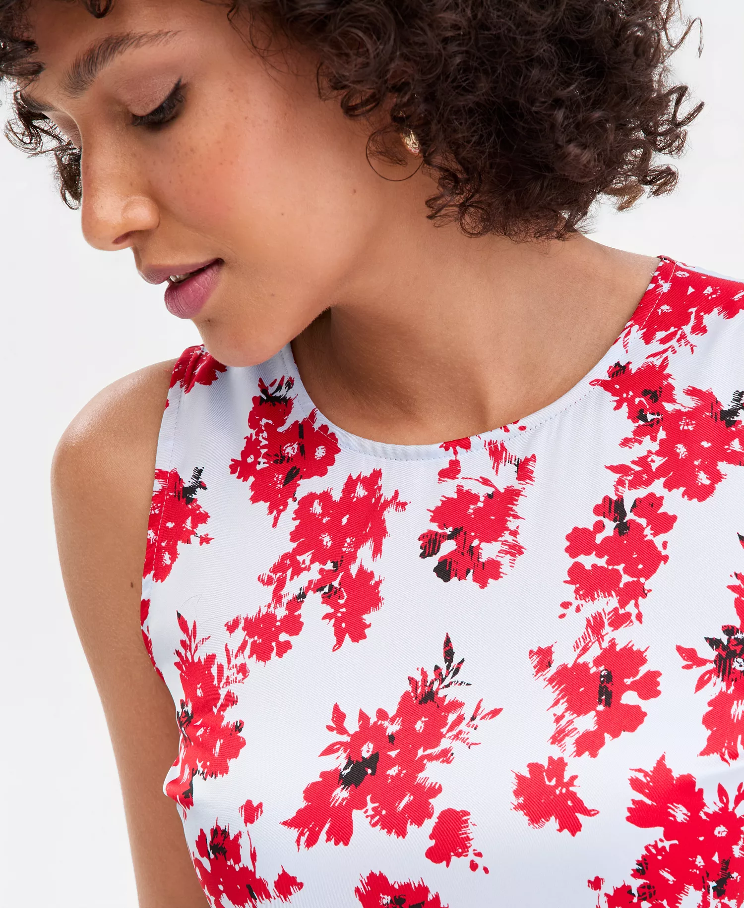 Women's Printed Sleeveless Asymmetrical-Hem Dress, Macy's Exclusive - Abia Bouquet - L