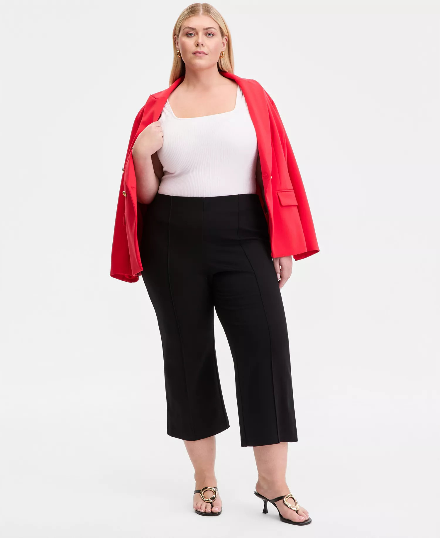 Plus Size High Rise Pull-On Ponte Pants, Macy's Exclusive  - Deep Black - 0X