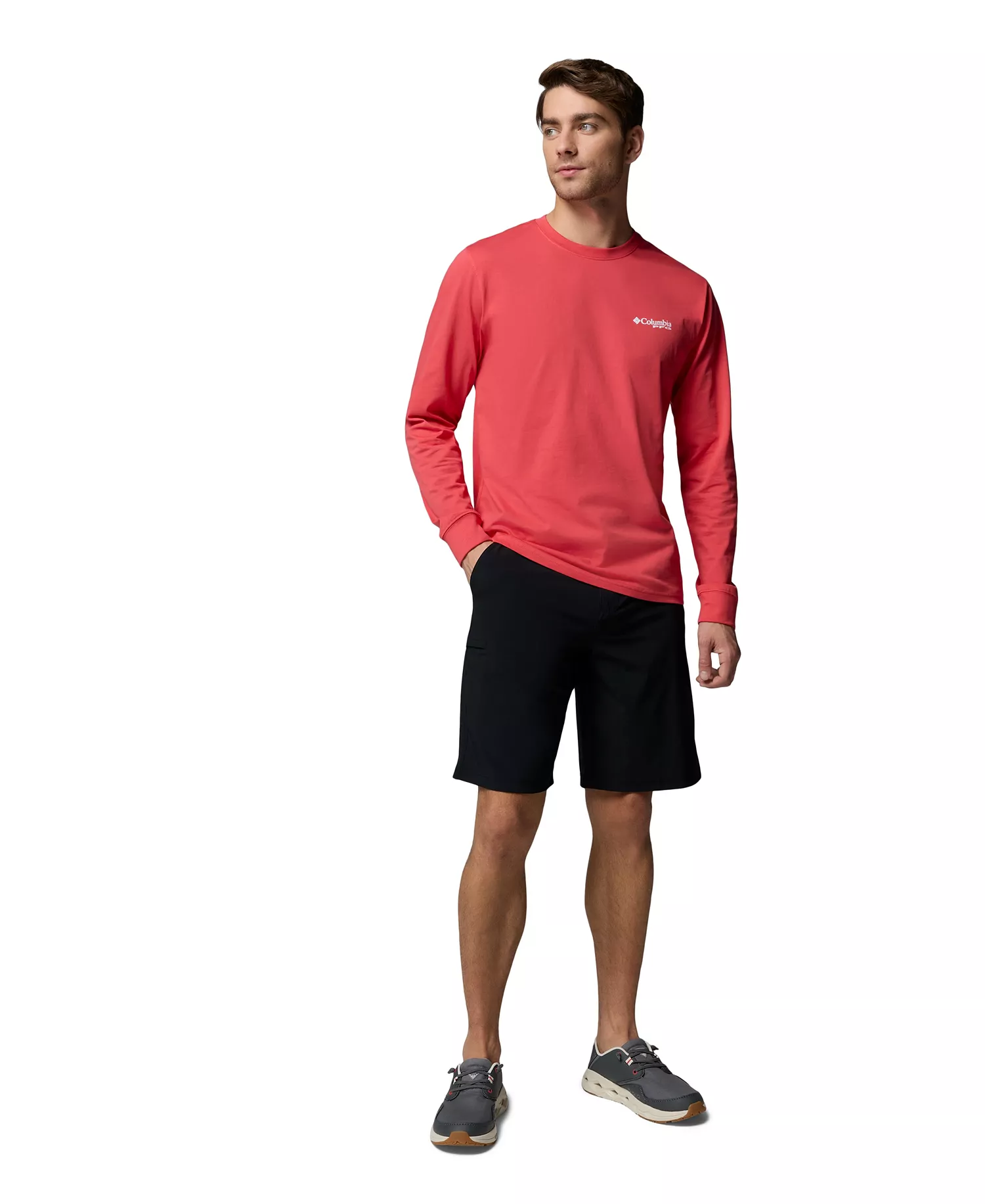 Men's PFG Yeager Graphic Long-Sleeve T-Shirt - SUNSET RED - L