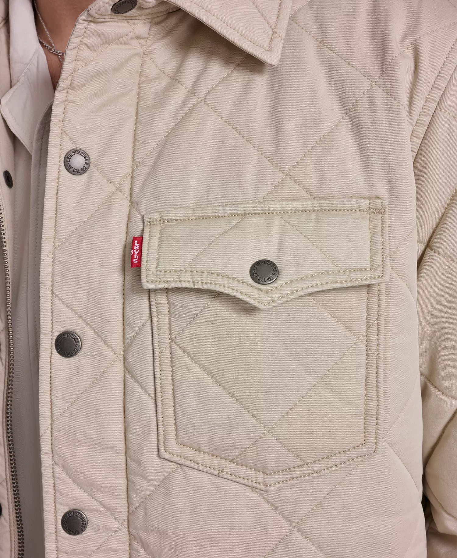 Men's Quilted Zippered Western Shirt Jacket - Safari - 2XL