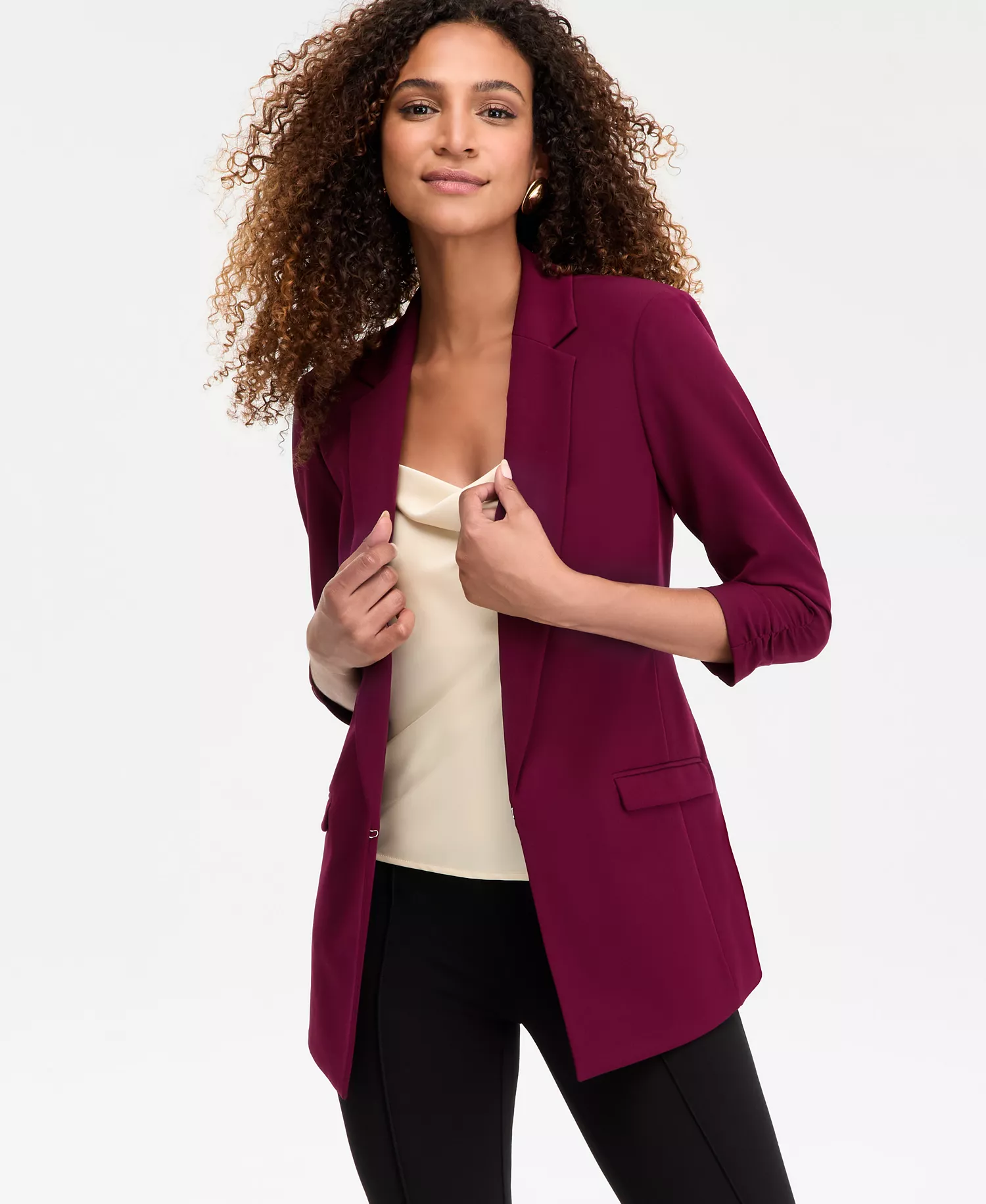 Women's Menswear Blazer, Created for Macy's - Berried Treasur - L
