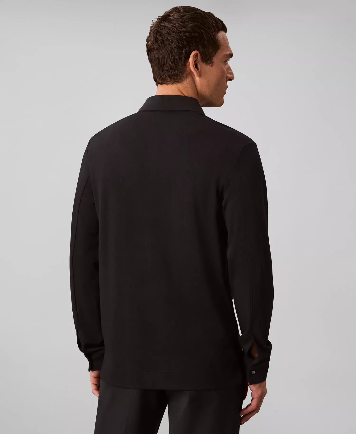 Men's Long-Sleeve Classic Fit Polo Shirt - Black - S