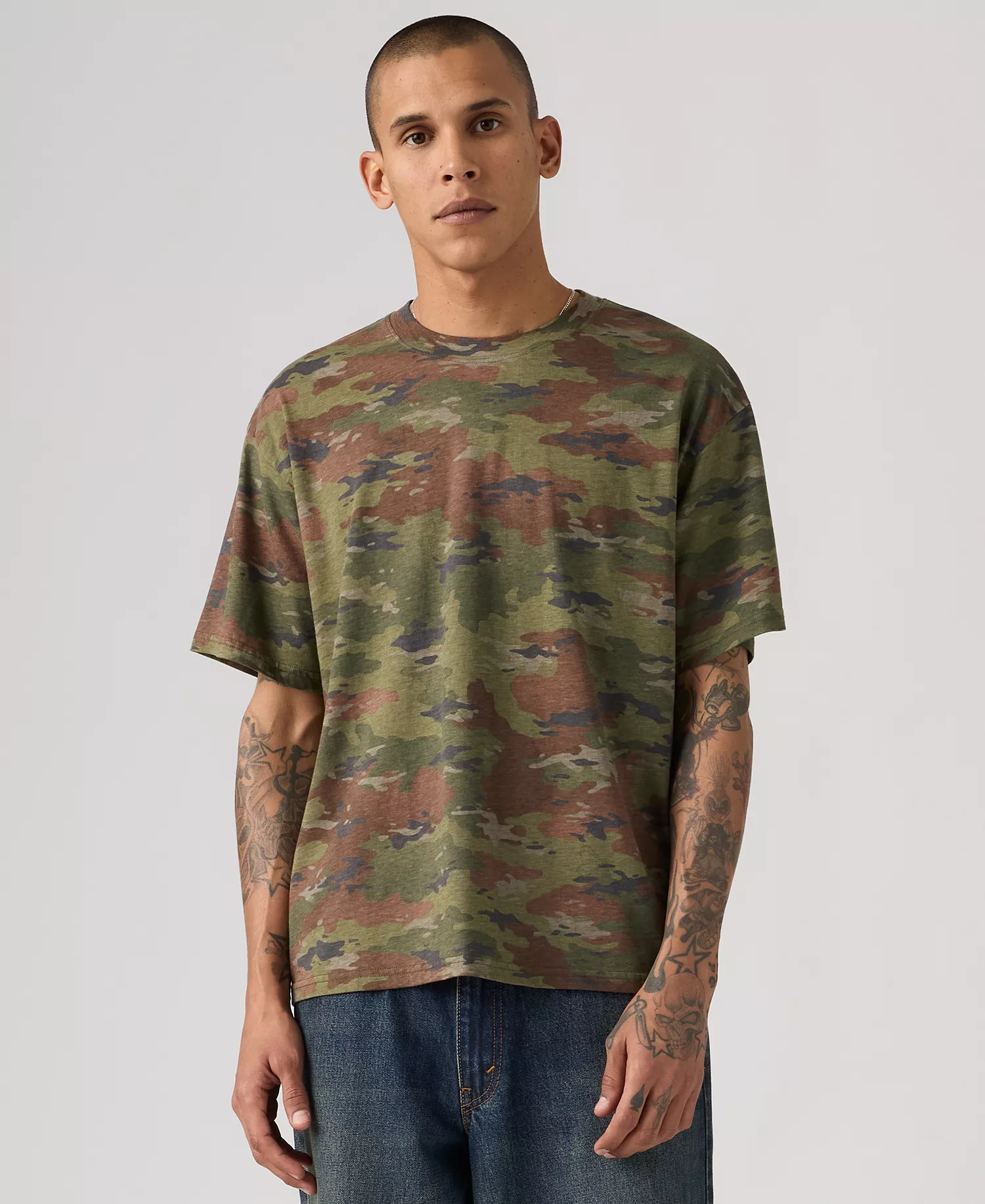 Men's Classic Cropped Boxy Short-Sleeve T-Shirt - Camo - 2XL