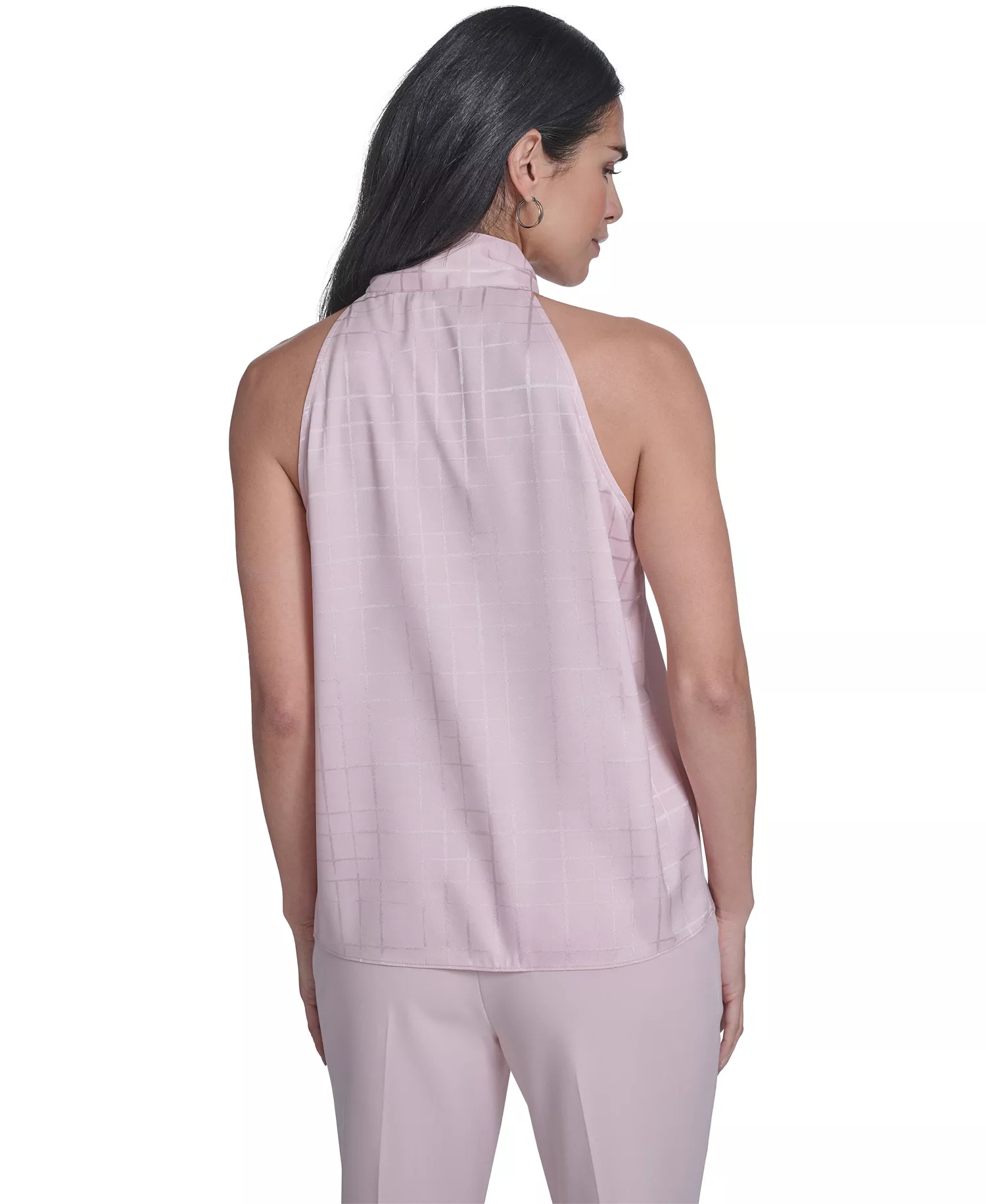 Women's Sleeveless Tie Neck Blouse - Petal - L