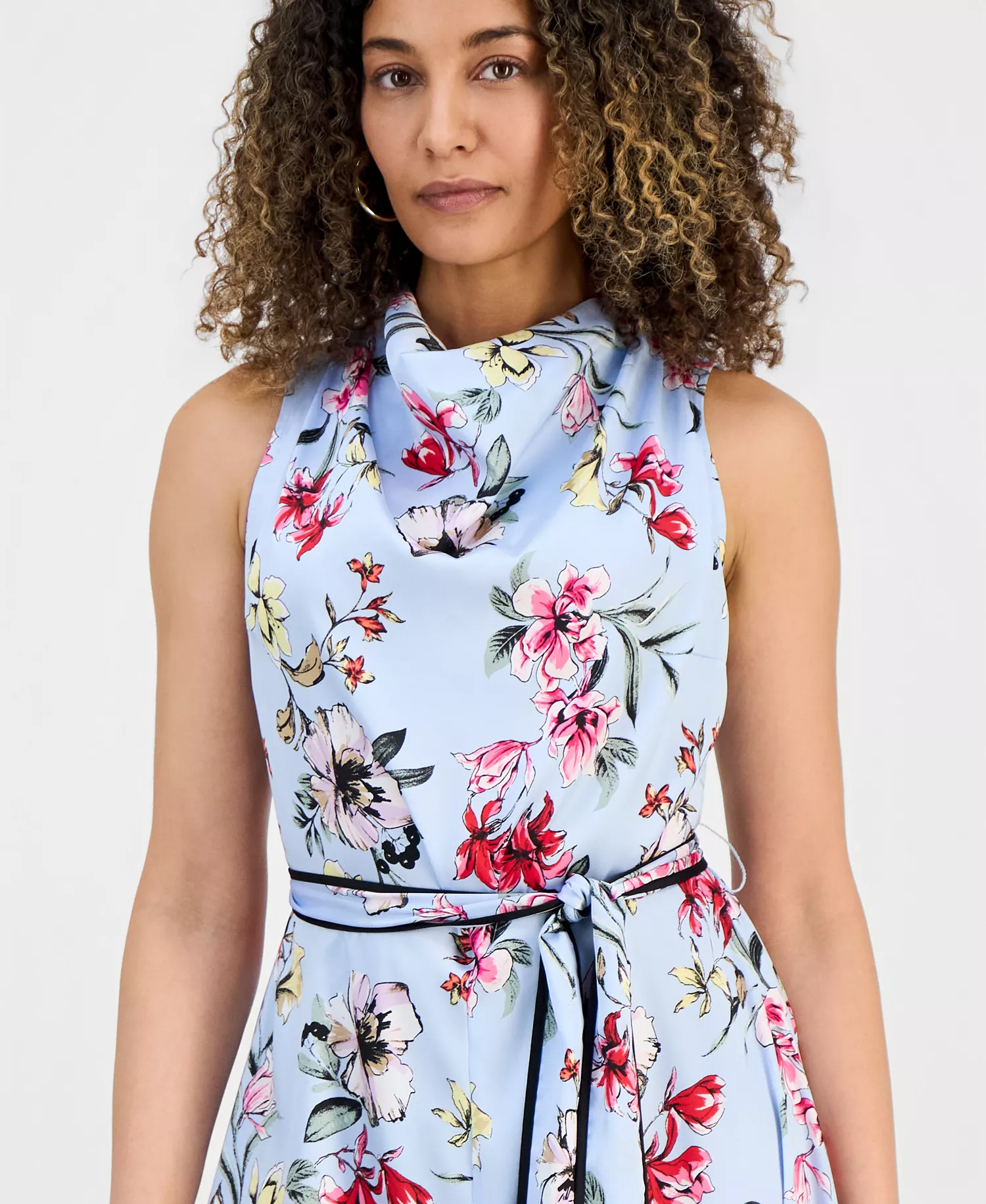 Petite Asymmetrical Cowlneck Dress, Macy's Exclusive - Dara Blooms - P/L