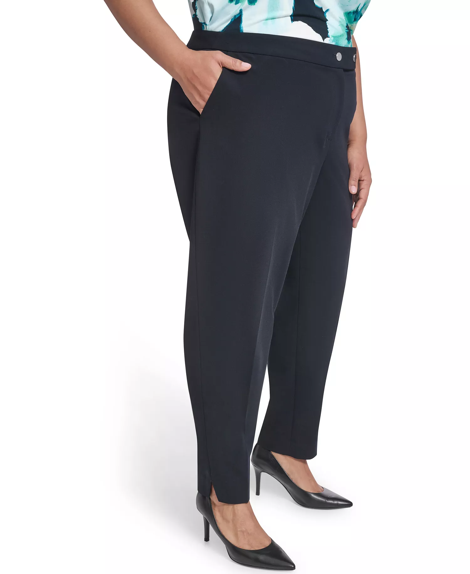 Plus Size Mid-Rise Slim Leg Pant - Navy - 14W