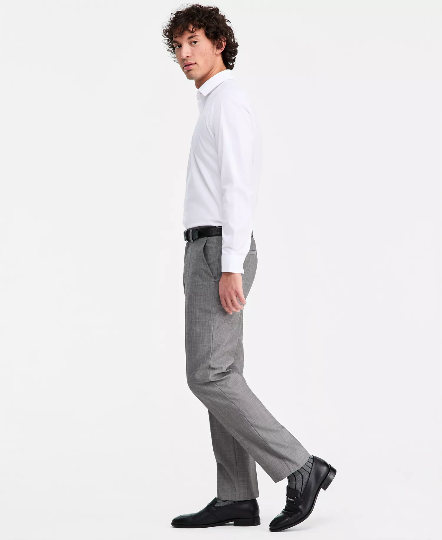 Men's Modern-Fit Suit Separate Trousers - Dark Grey - 30x30