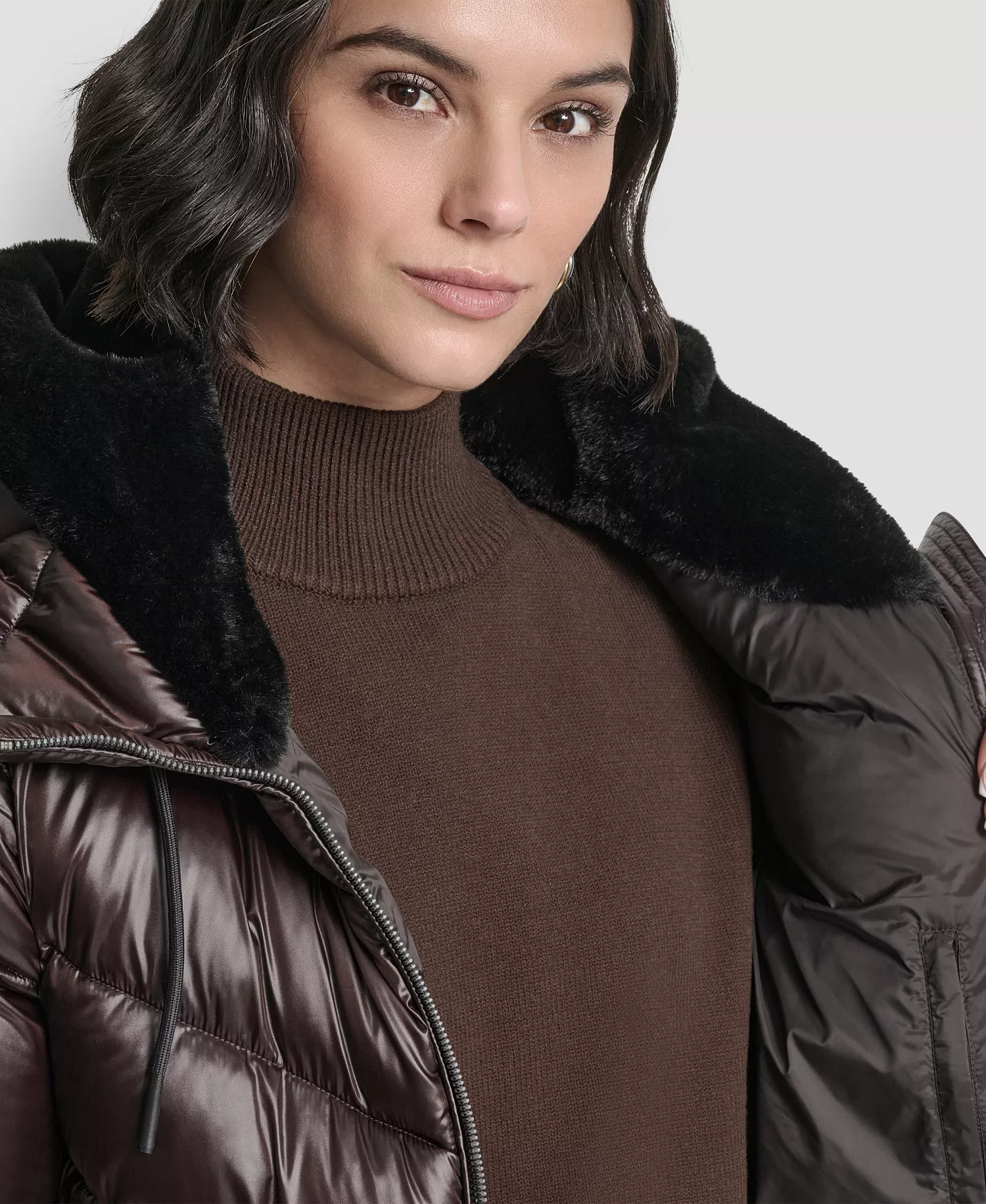 Women's Shine Hooded Puffer Coat - Bitter - L