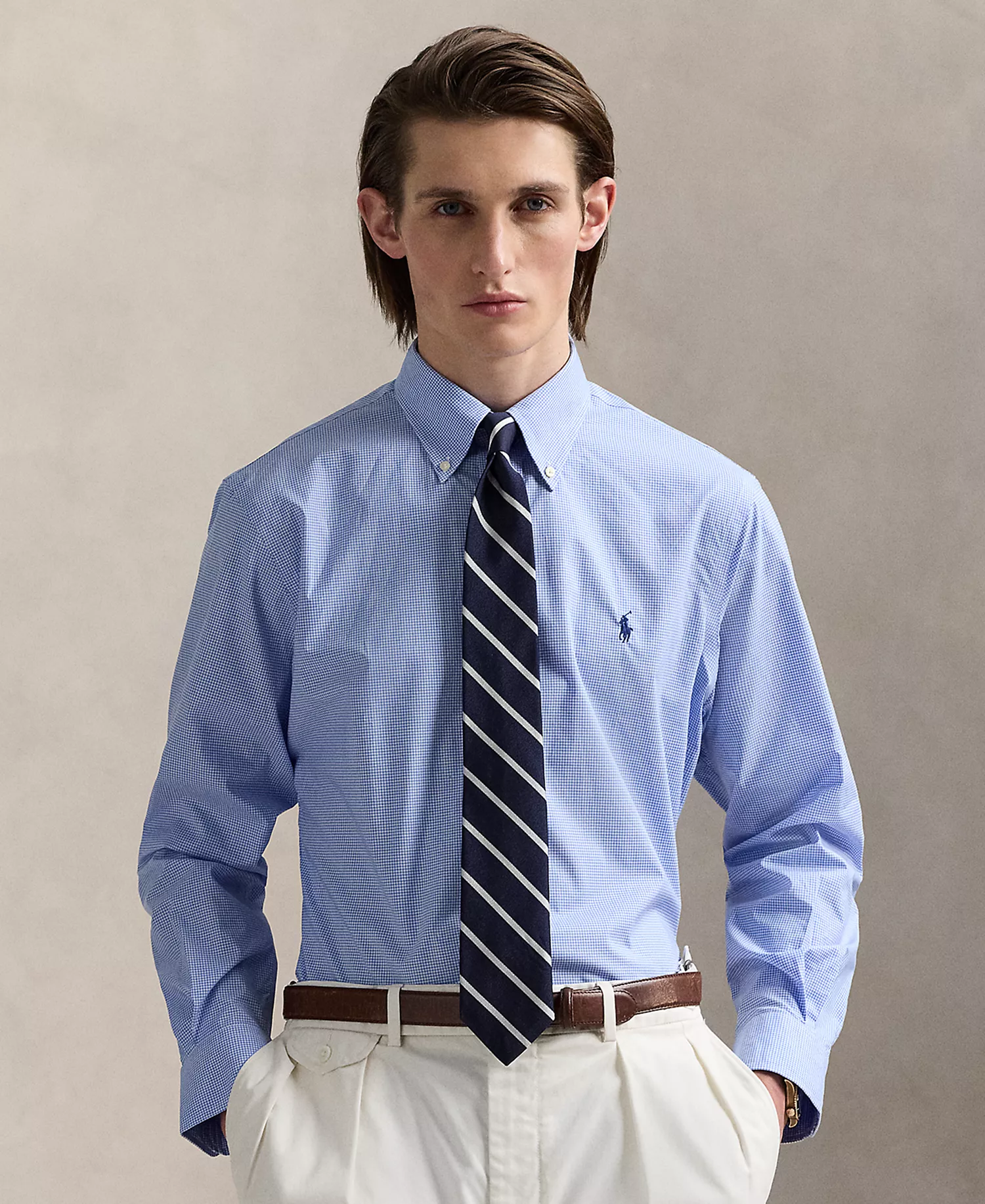 Men's Purepress Cotton Oxford Shirt - Blue/White - 15 32/33