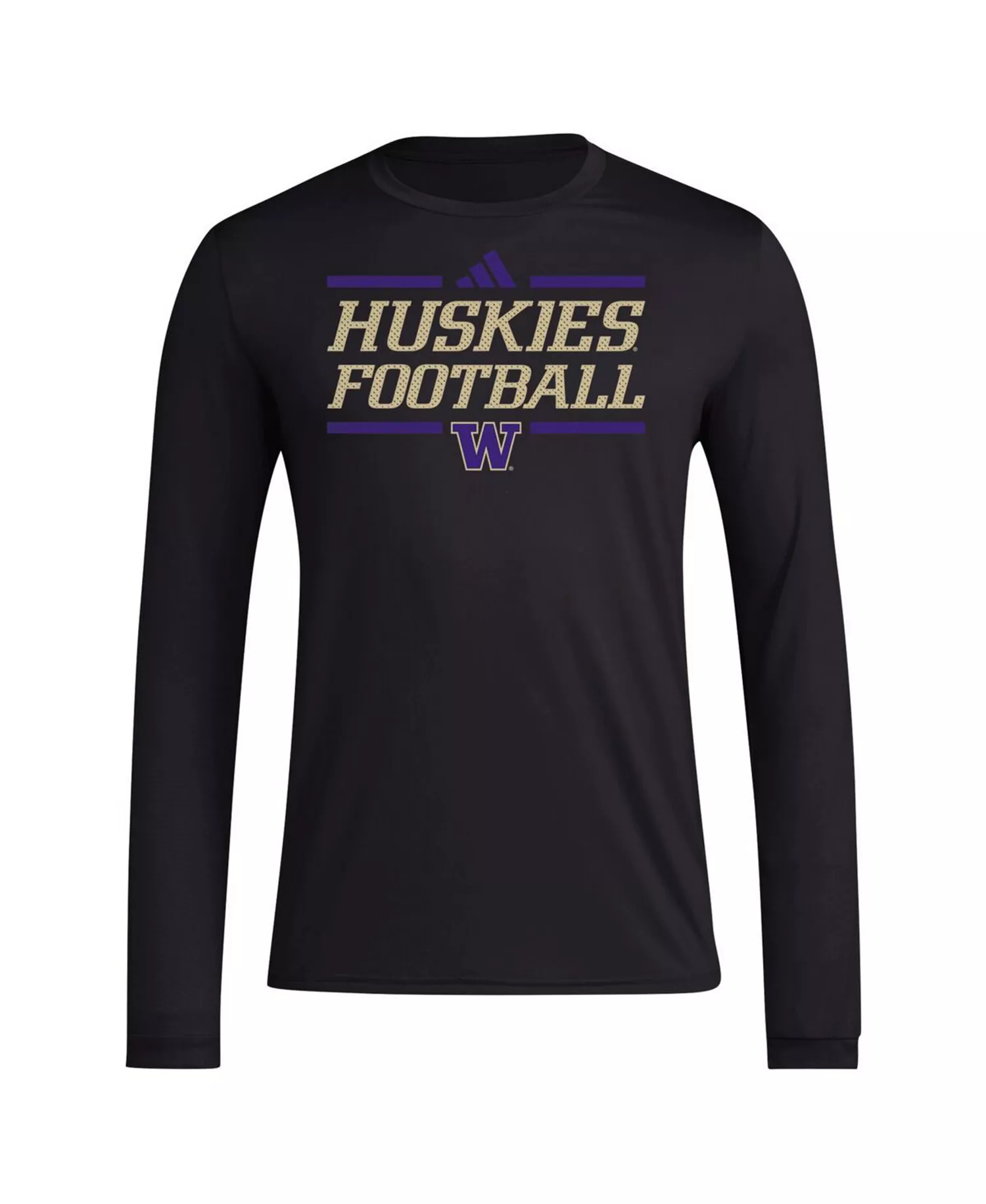 Men's Black Washington Huskies Locker Football Pre-Game AEROREADY Long Sleeve T-Shirt - Black - L