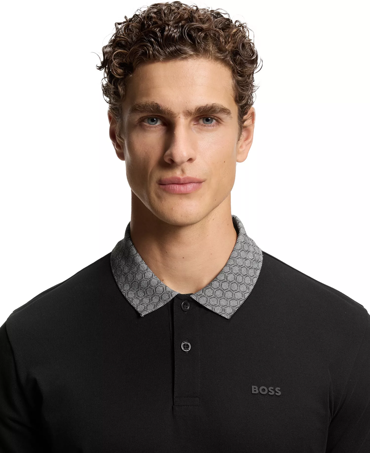 Men's Stretch Cotton Moisture Management Paddy Polo Shirt - Black - L