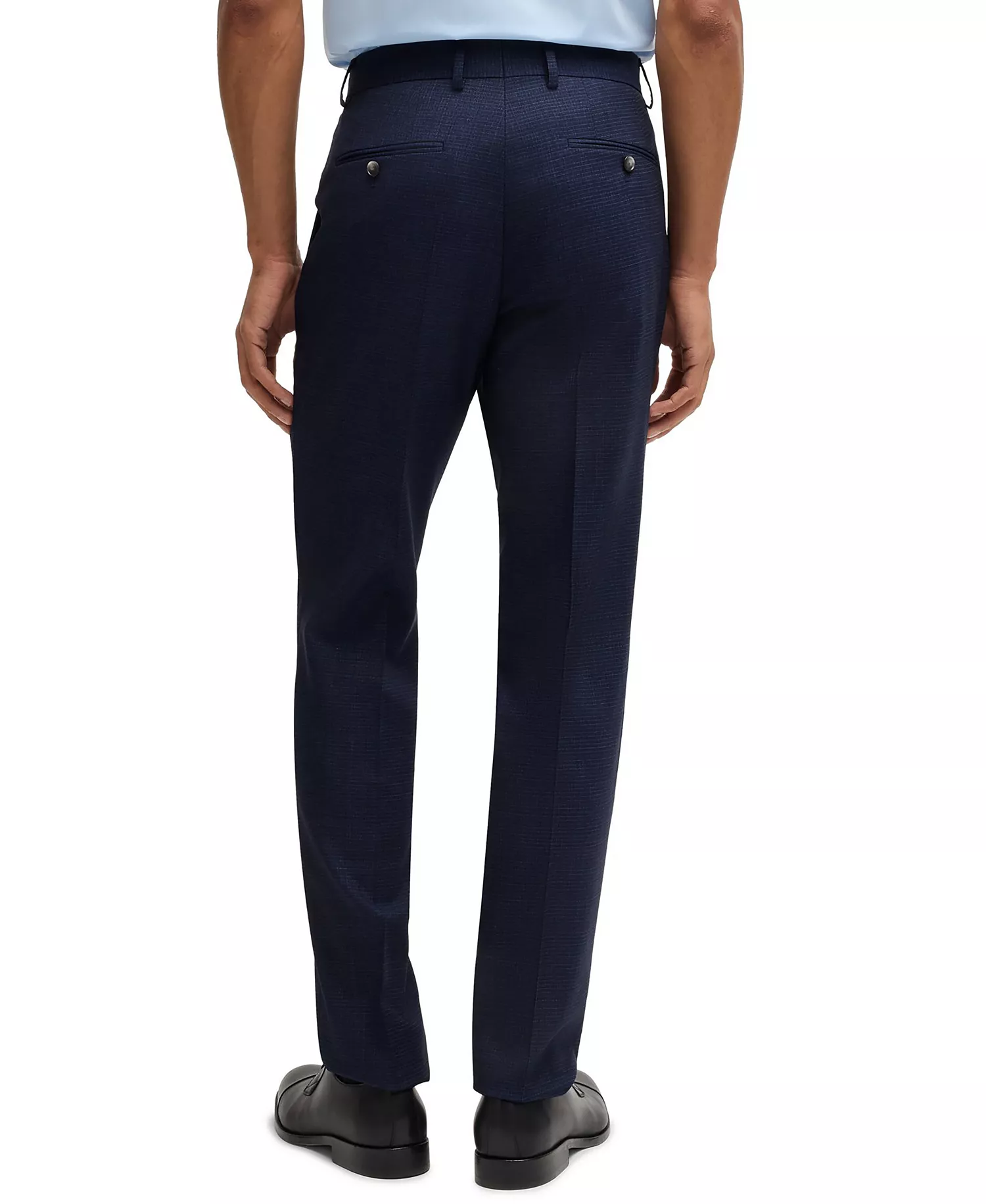 Men's Stretch Wool Regular-Fit Three-Piece Suit - Dark Blue - 38R