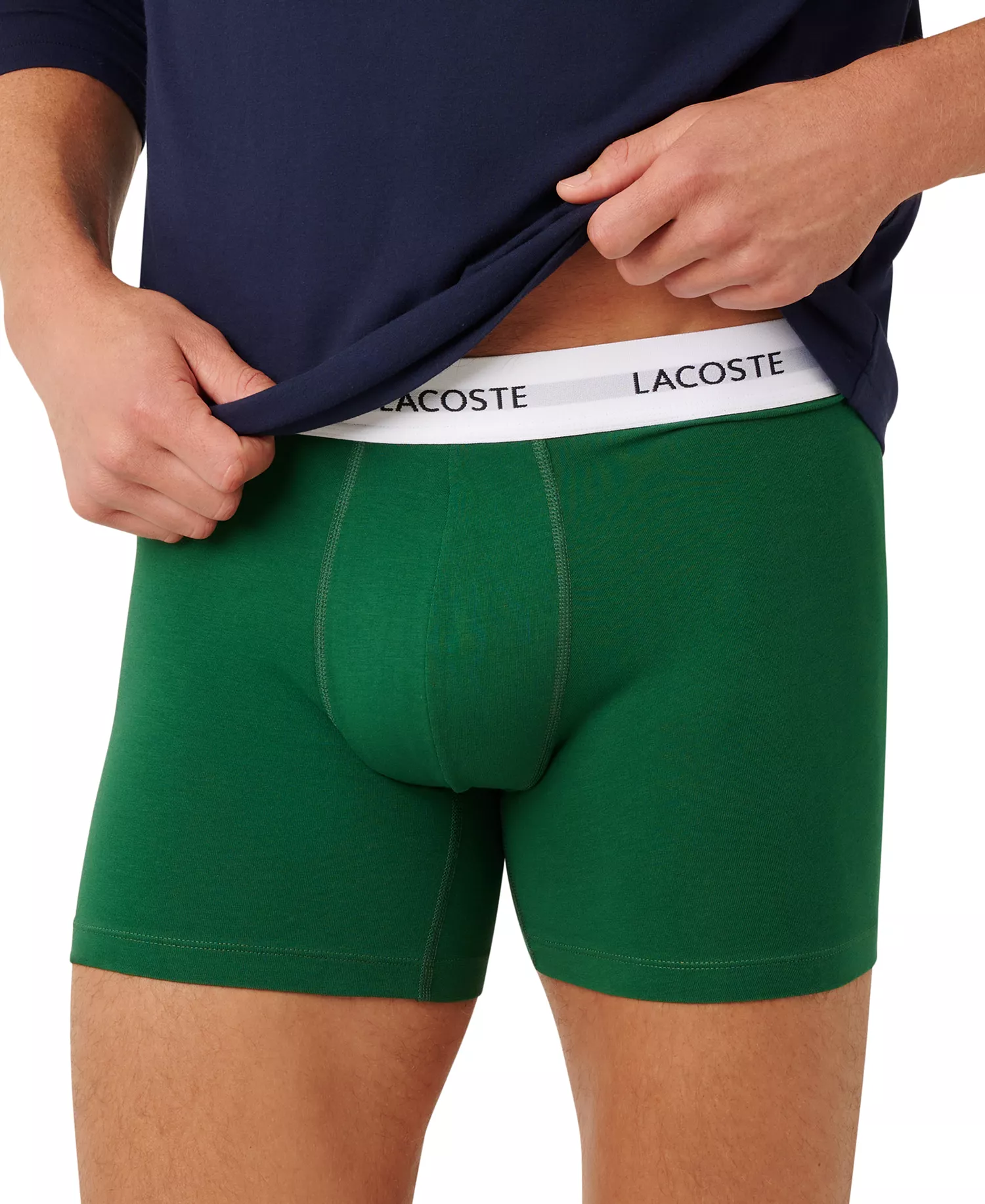 Men's 3-Pack Regular-Fit Logo Boxer Briefs - Navy/Green/Black - L