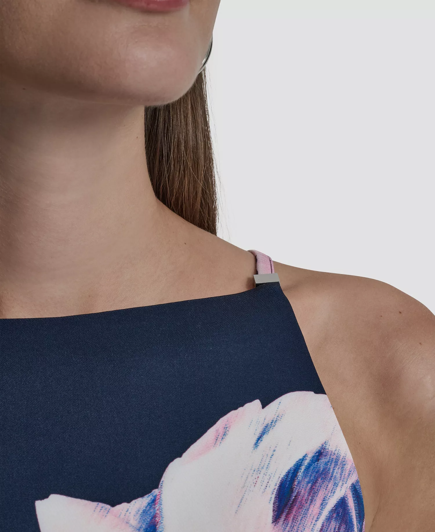 Women's Sleeveless Square Neck Sheath Dress - Indigo/Hot Pink - 10