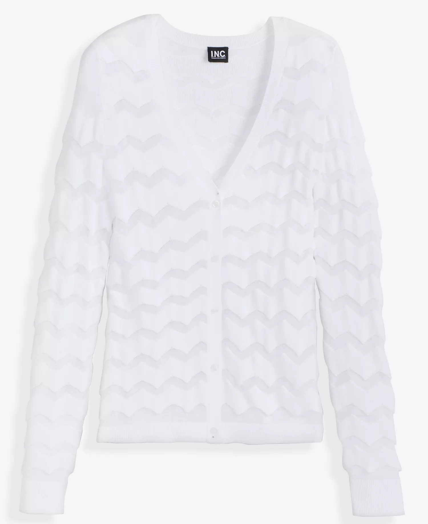 Women's Sheer Chevron Stripe Cardigan, Macy's Exclusive - Bright White - L