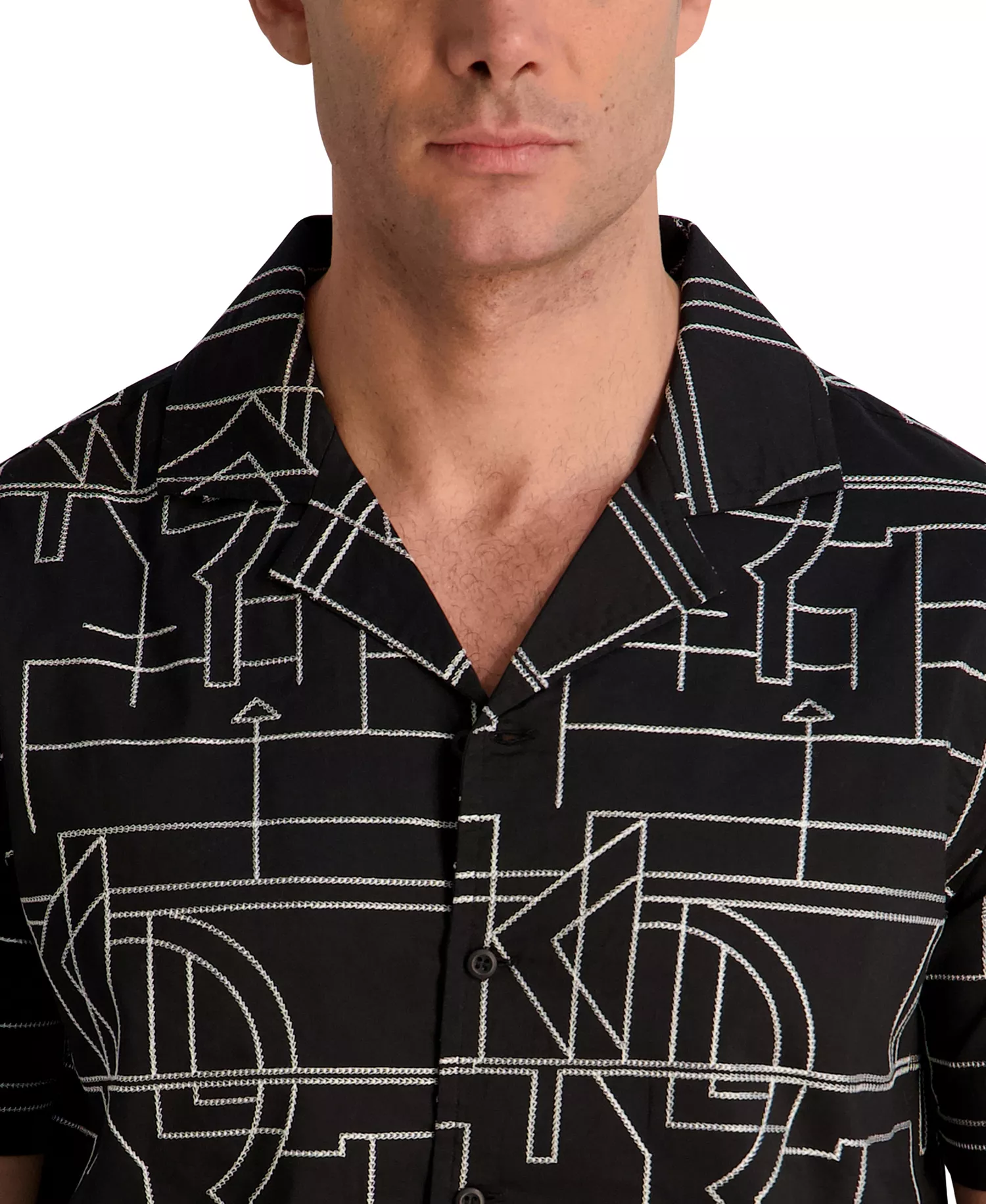 Men's Camp Collar Woven Shirt - Black - 2XL