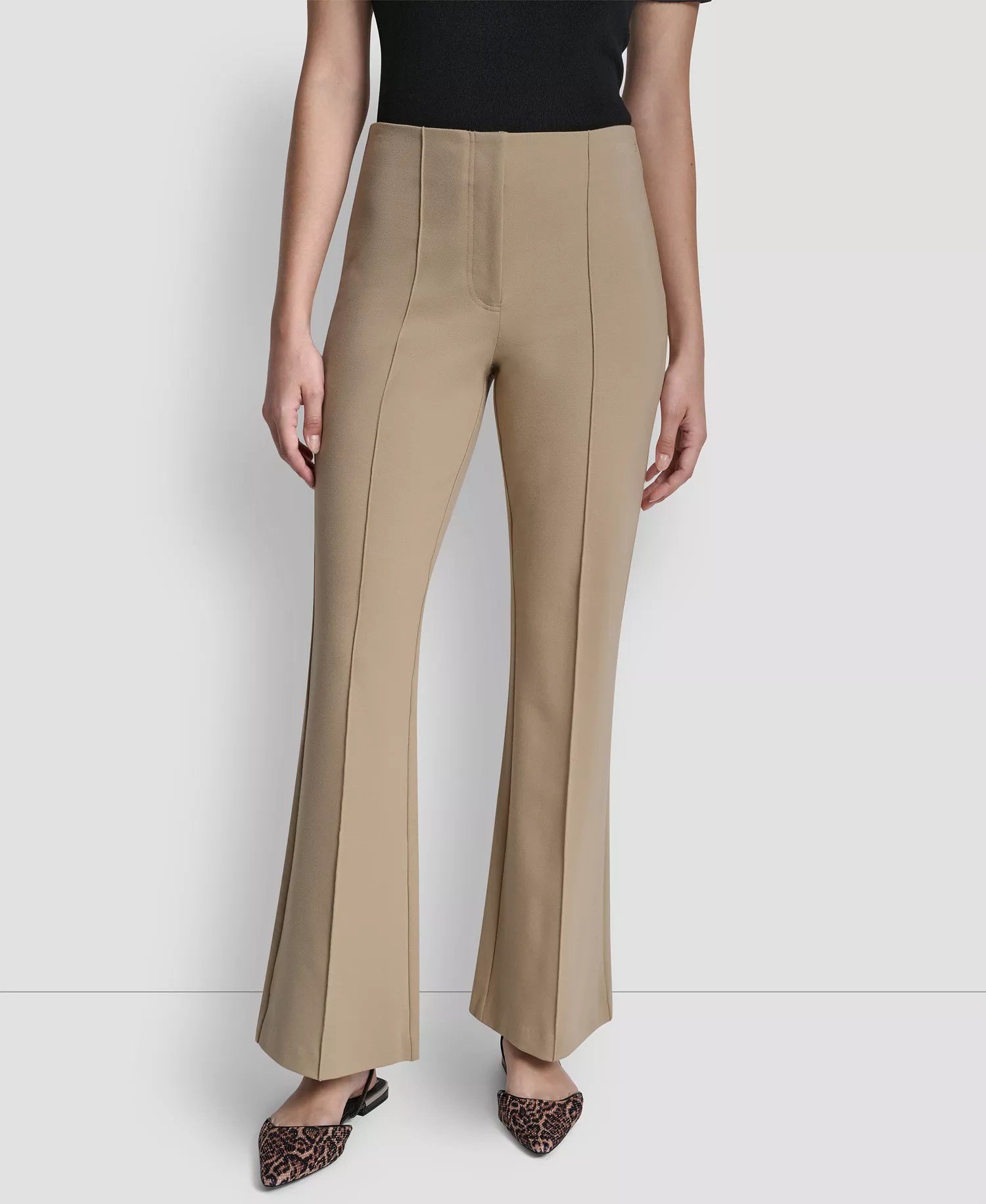 Women's Front Seam Flare Leg Pants - Travertine - L