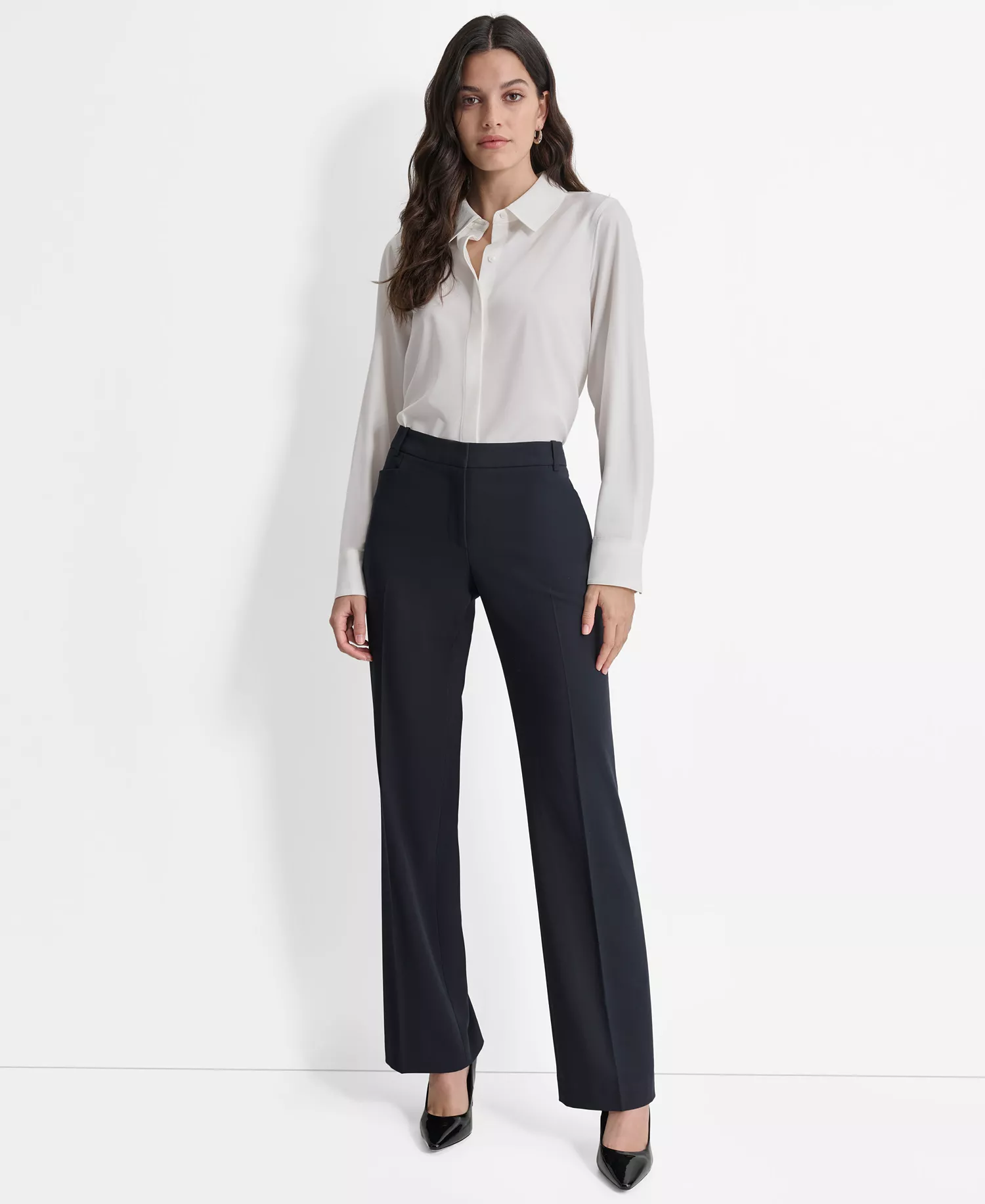 Women's Mid-Rise Flare-Leg Pants - Navy - 10