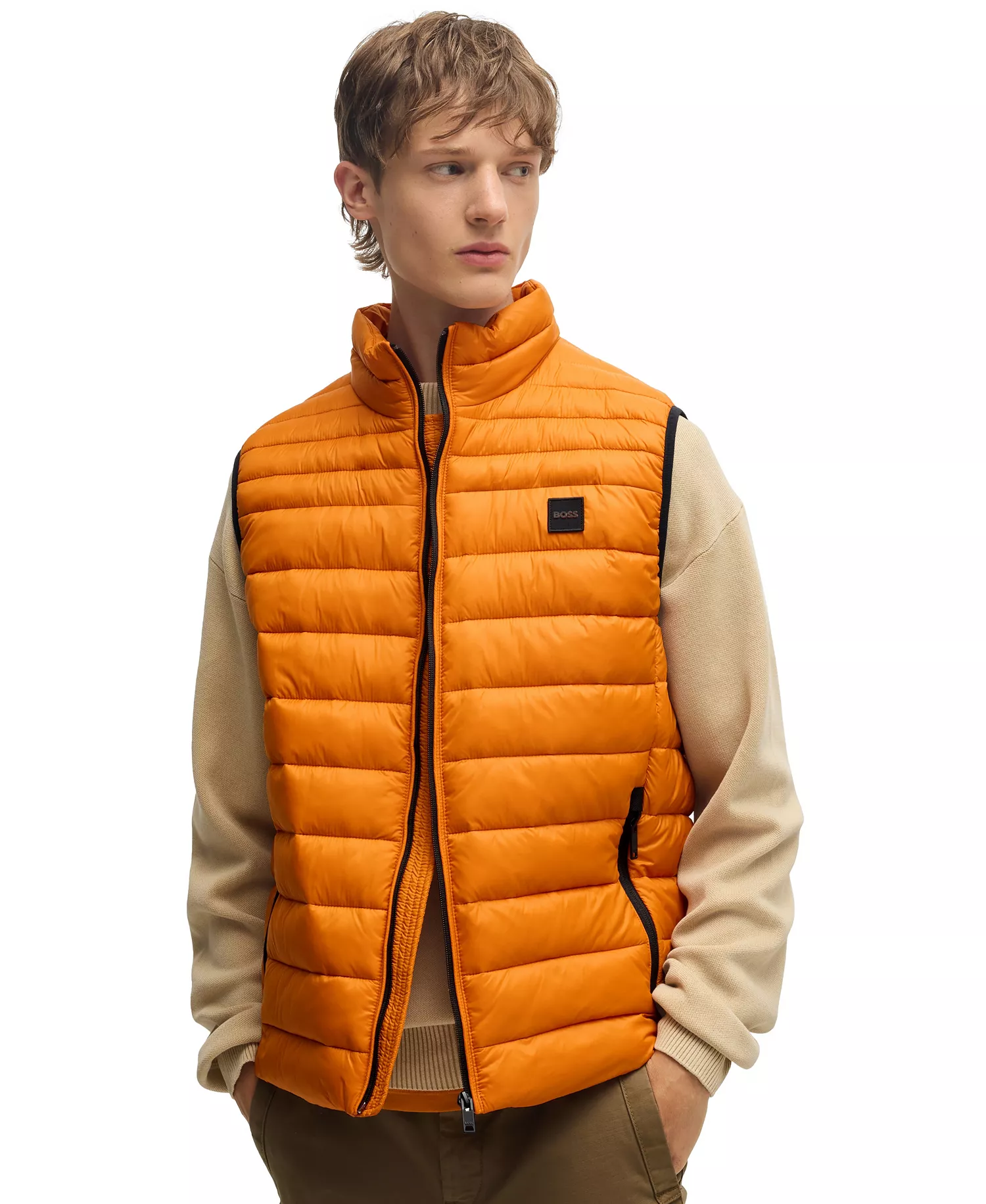 Men's Water Repellent Slim-Fit Gilet - Orange - 38R