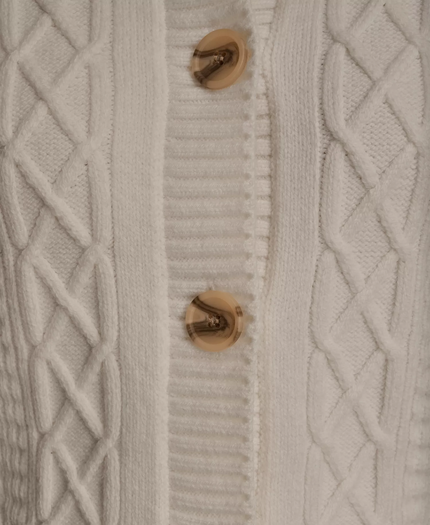 Women's Long Sleeve Button Front Mixed Cable Cardigan - Cream - L