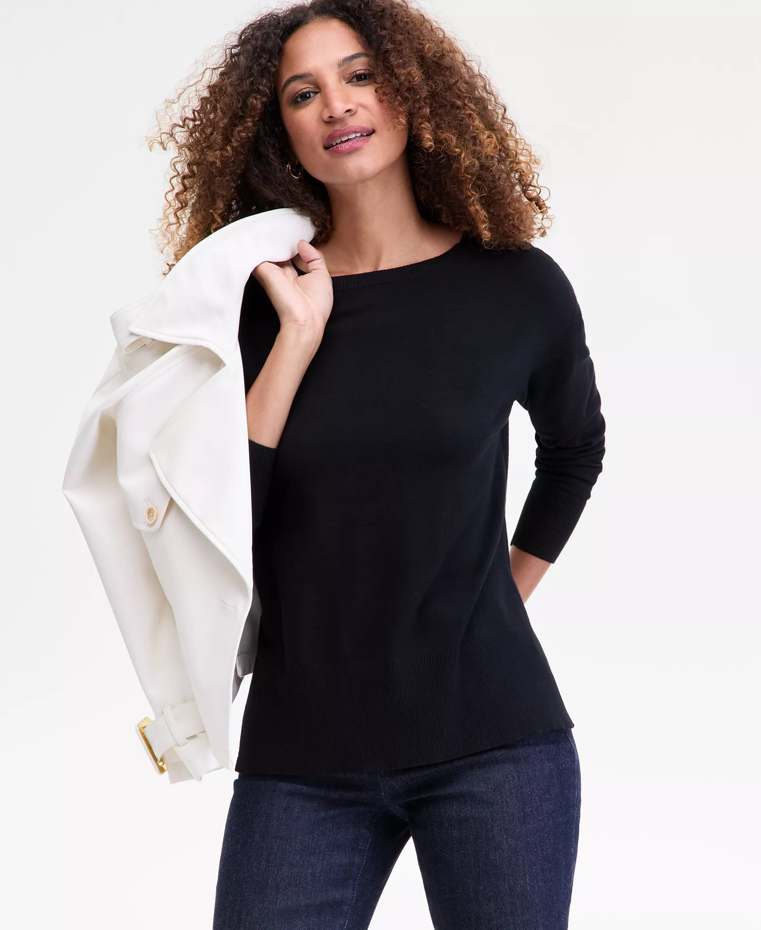 Women's Everyday Sweater Tunic, Macy's Exclusive - Deep Black - L