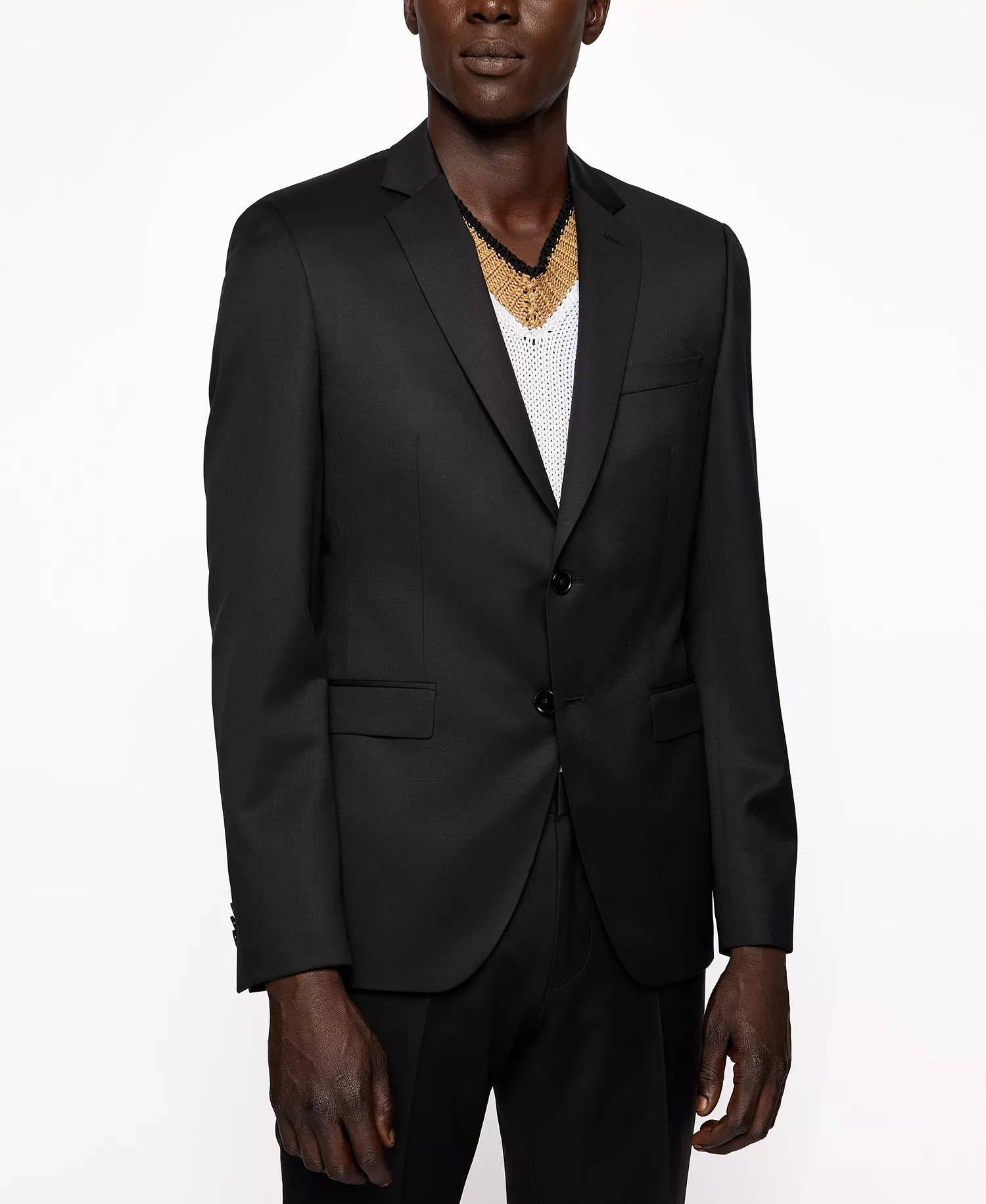 Men's Virgin-Wool Extra-Slim-Fit Suit Jacket - Black - 34R