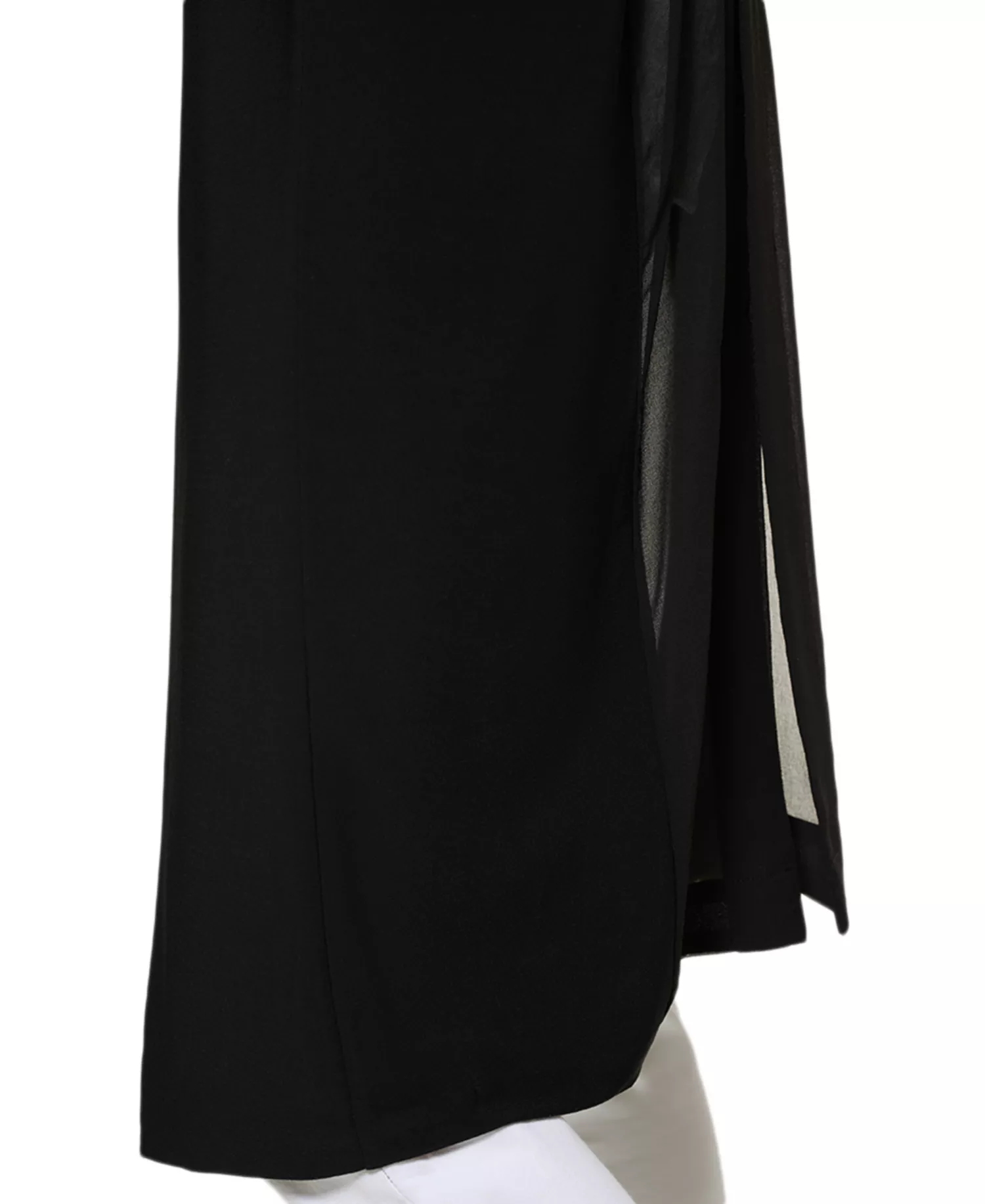 Chiffon Back Long Vest  - Black - XL