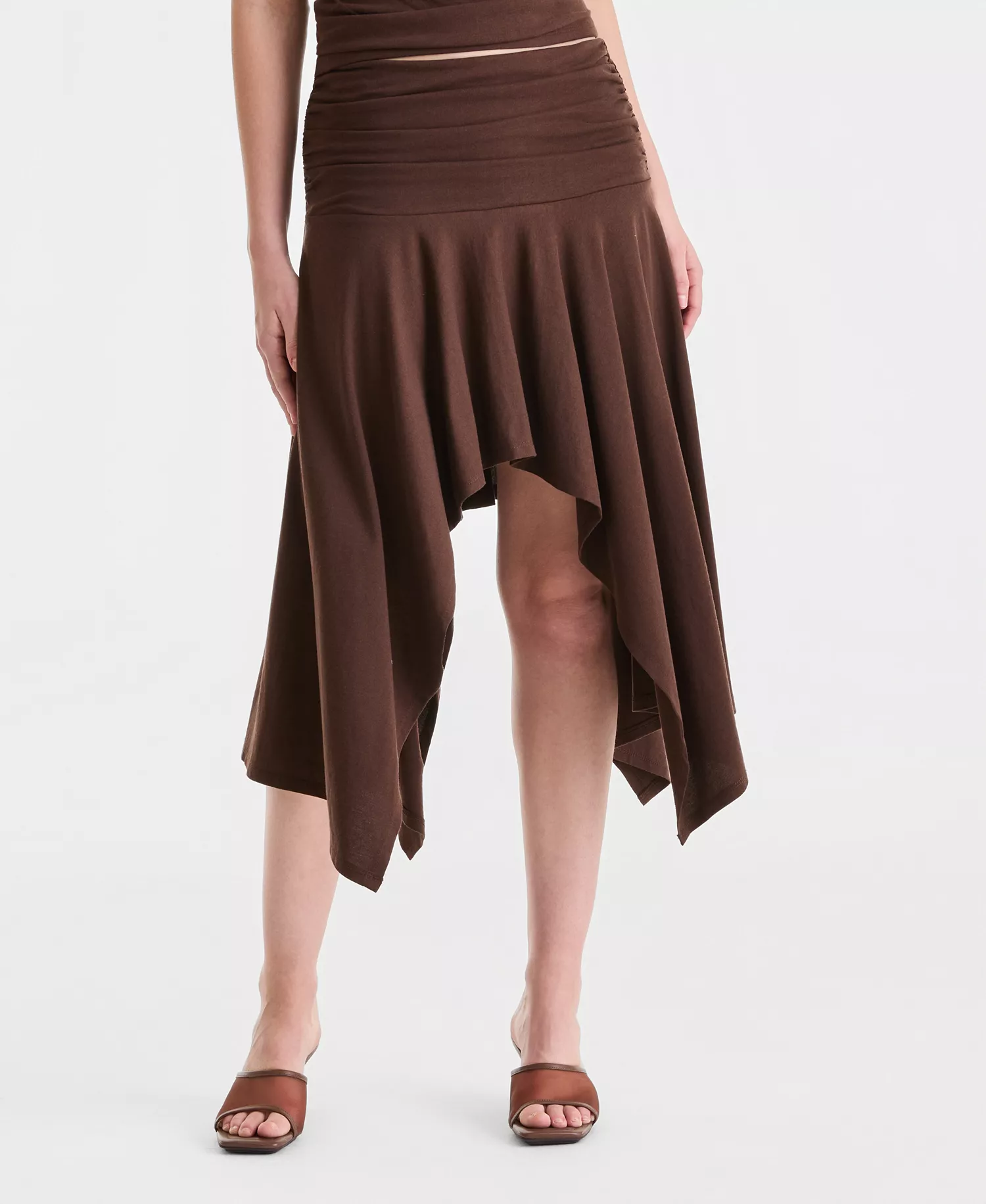 Women's Ruched Asymmetrical Skirt, Macy's Exclusive - Bitter Sweet - L