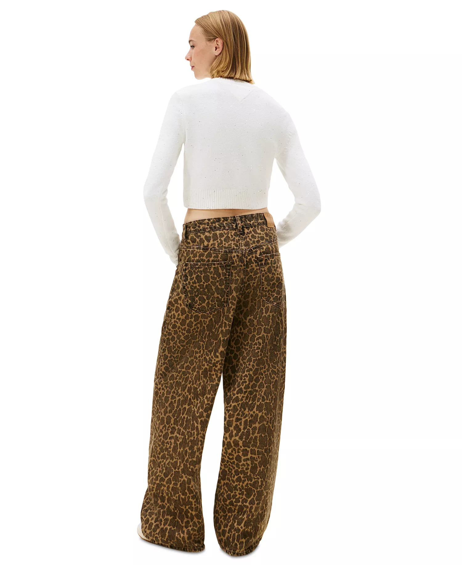 Women's Sparkle Flag Logo Sweater - Ancient White - L