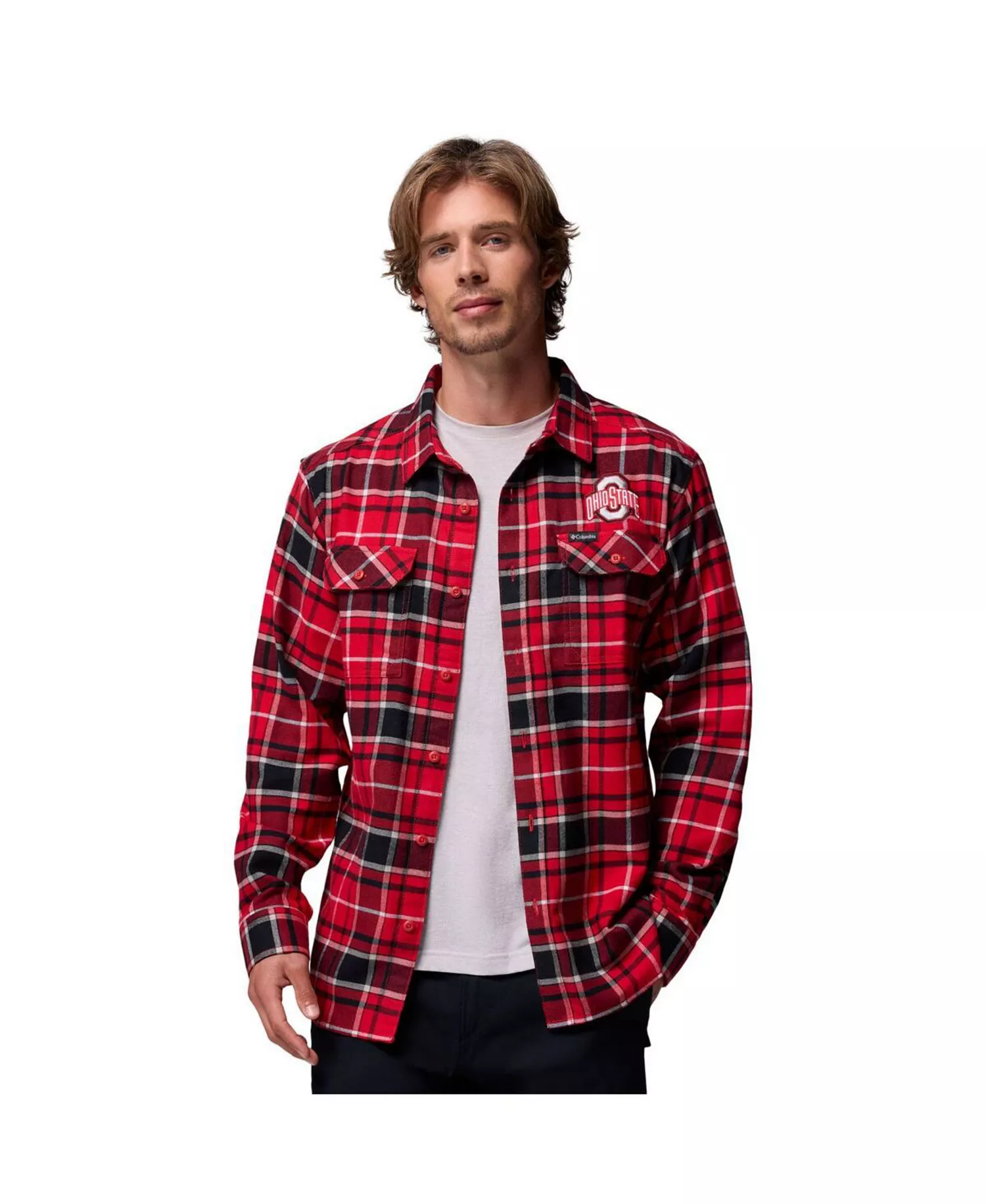 Men's Scarlet Ohio State Buckeyes Flare Gun Omni-Wick Flannel Long Sleeve Button-Up Shirt - Scarlet - M